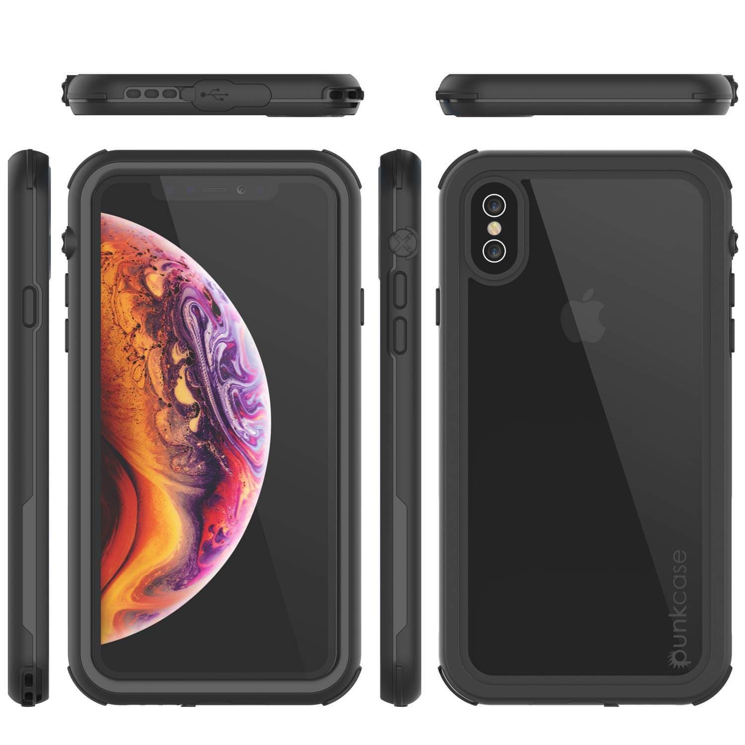 iPhone XS Waterproof IP68 Case, Punkcase [Black] [Rapture Series]  W/Built in Screen Protector