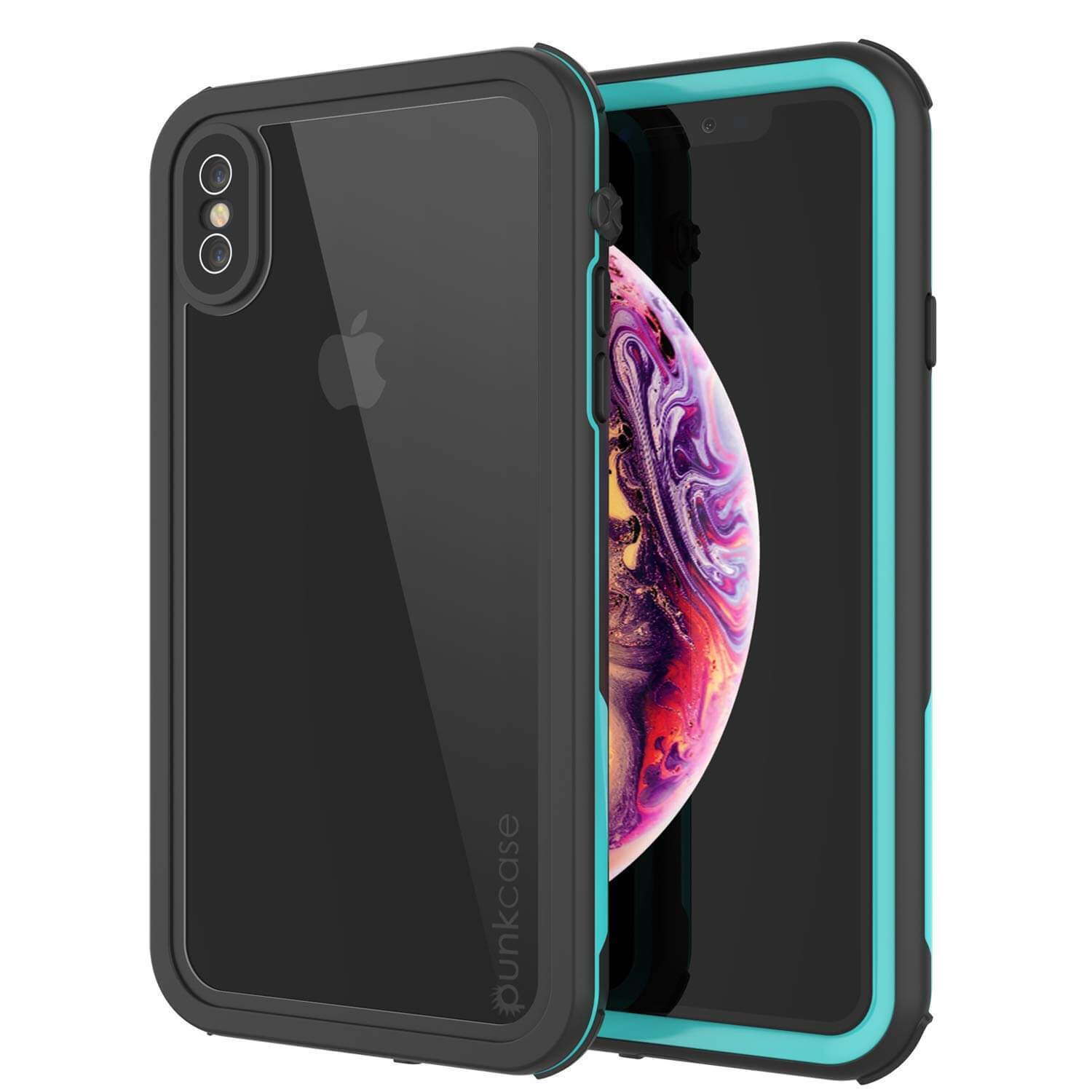 iPhone XS Max Waterproof IP68 Case, Punkcase [teal] [Rapture Series]  W/Built in Screen Protector