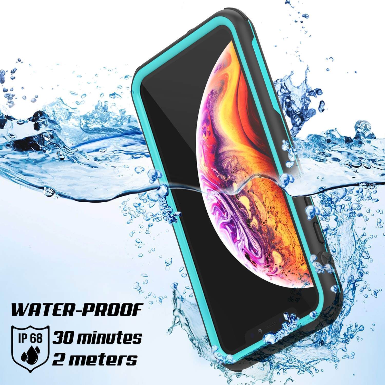 iPhone XS Max Waterproof IP68 Case, Punkcase [teal] [Rapture Series]  W/Built in Screen Protector