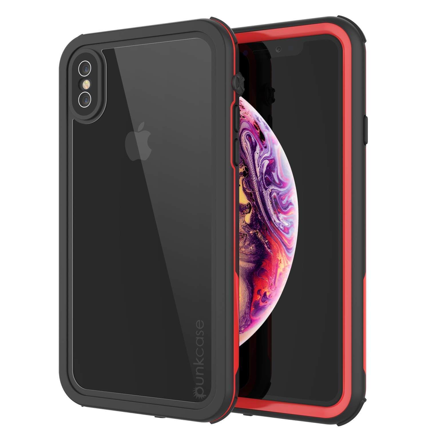 iPhone XS Max Waterproof IP68 Case, Punkcase [red] [Rapture Series]  W/Built in Screen Protector