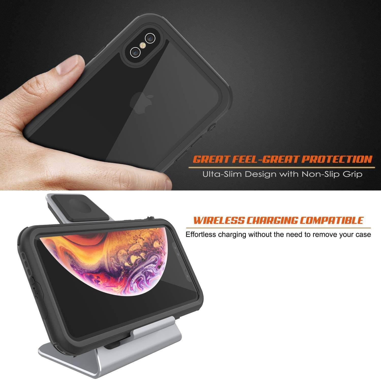 iPhone XS Max Waterproof IP68 Case, Punkcase [Black] [Rapture Series]  W/Built in Screen Protector