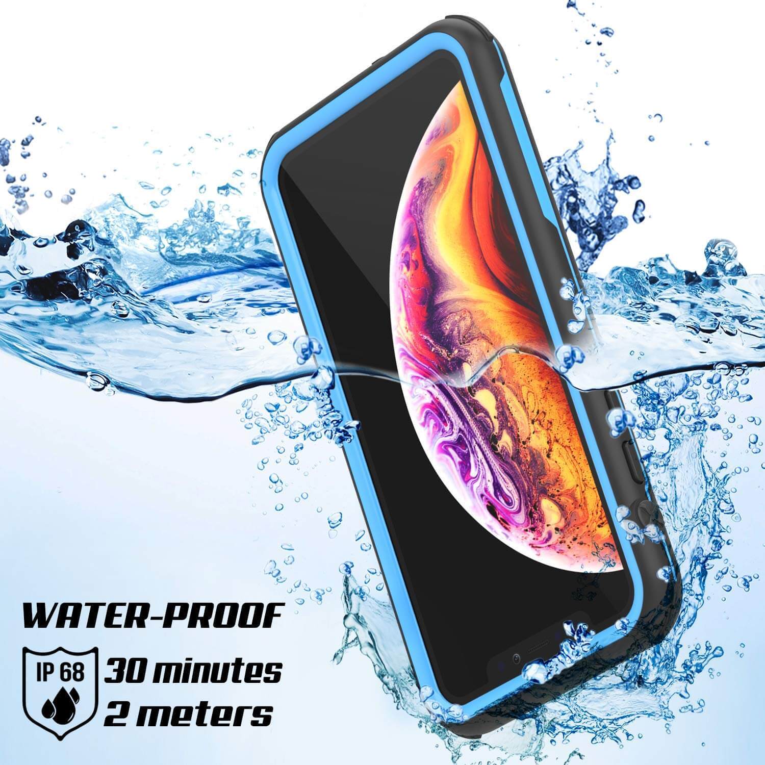 iPhone XS Waterproof IP68 Case, Punkcase [Blue] [Rapture Series]  W/Built in Screen Protector