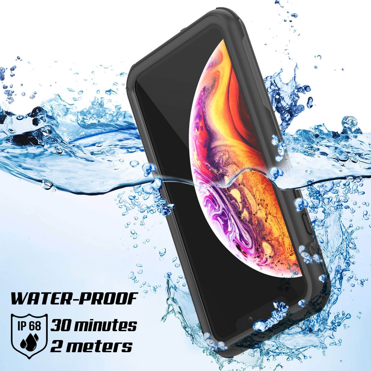 iPhone XS Waterproof IP68 Case, Punkcase [Black] [Rapture Series]  W/Built in Screen Protector