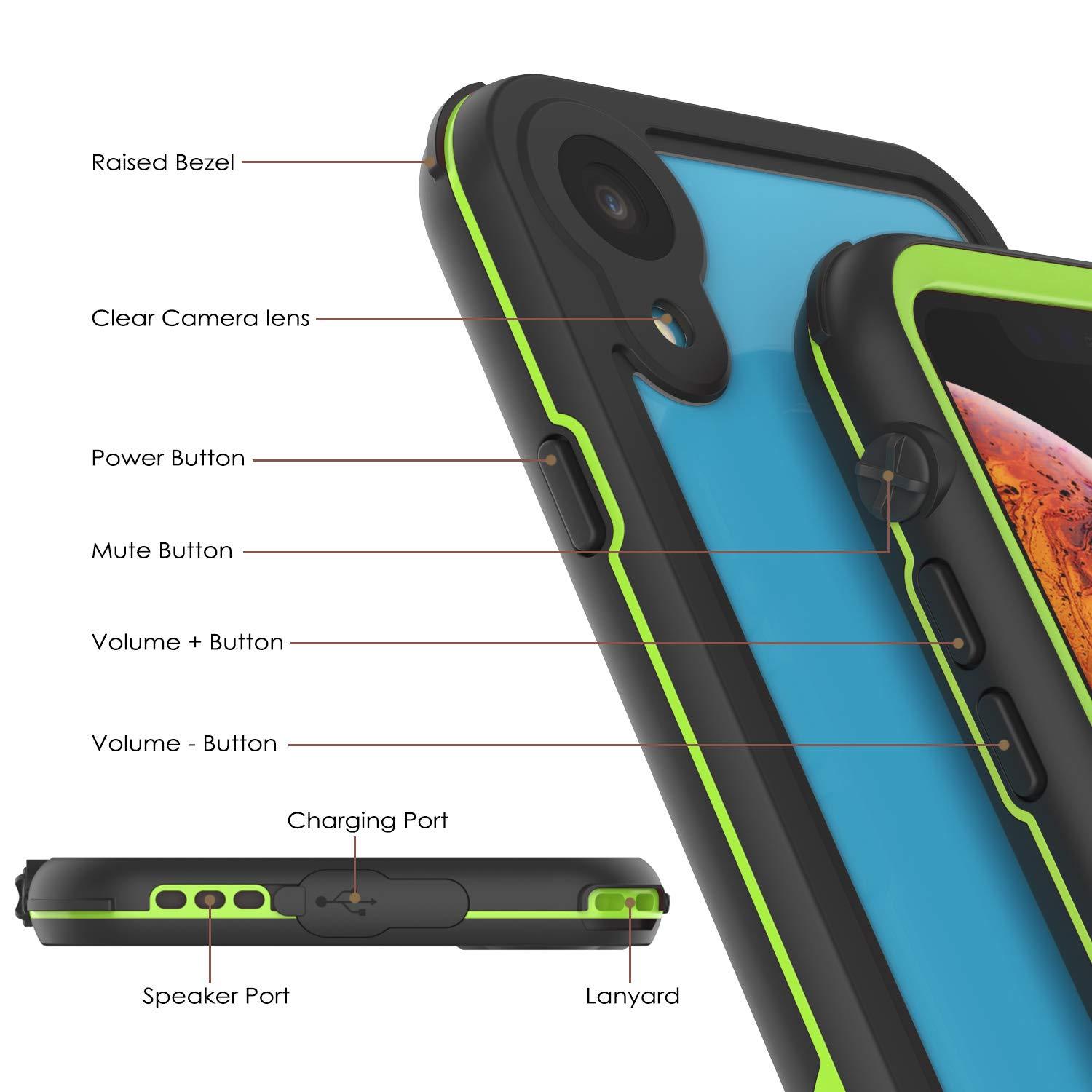 iPhone XR Waterproof IP68 Case, Punkcase [Green] [Rapture Series]  W/Built in Screen Protector