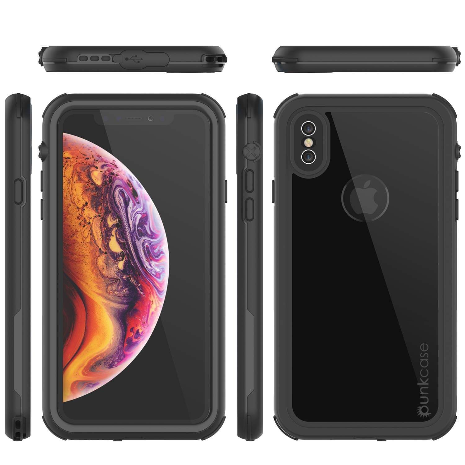 iPhone XS Waterproof IP68 Case, Punkcase [Shiny Black] [Rapture Series]  W/Built in Screen Protector