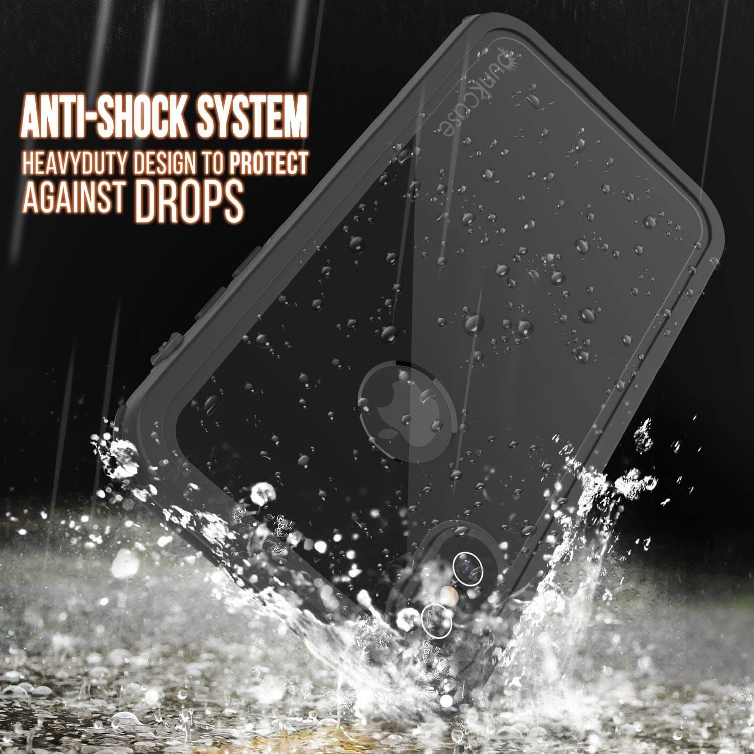 iPhone XS Waterproof IP68 Case, Punkcase [Shiny Black] [Rapture Series]  W/Built in Screen Protector