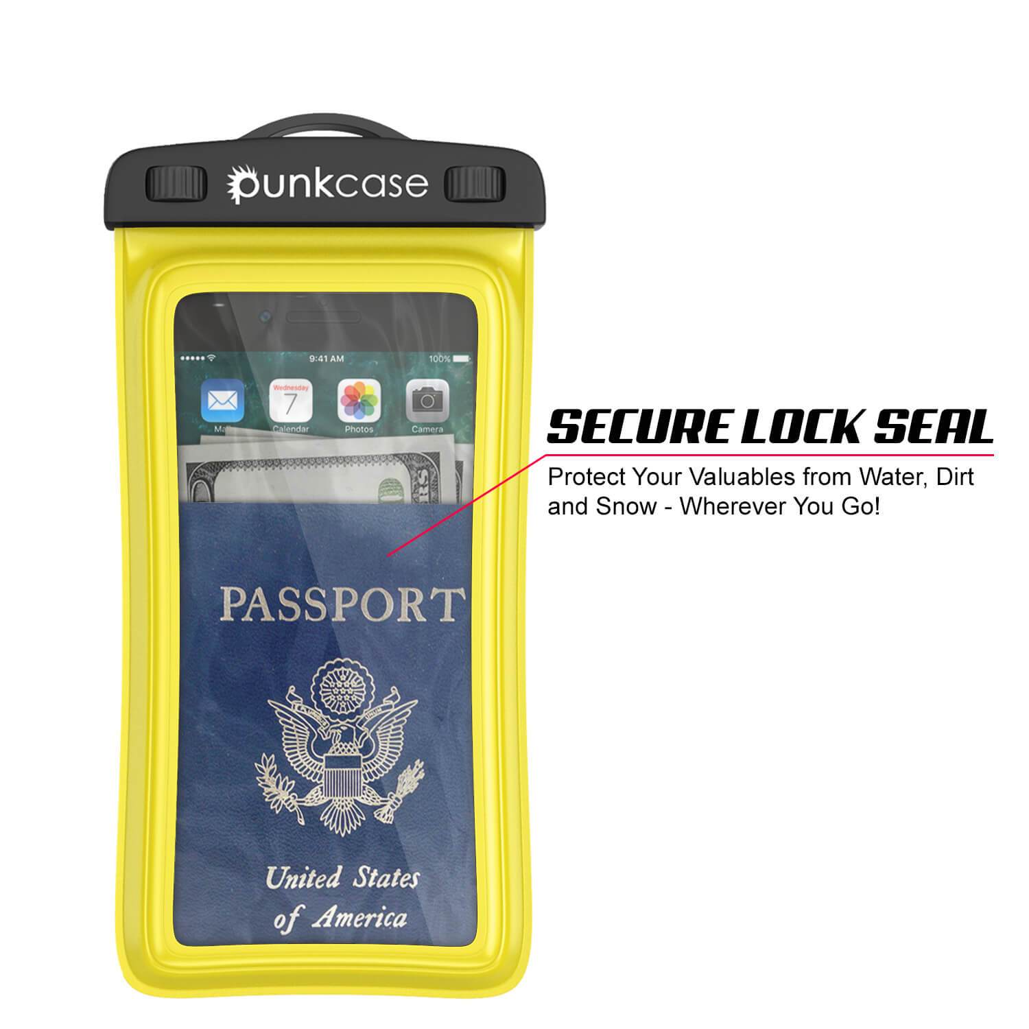 Waterproof Phone Pouch, PunkBag Universal Floating Dry Case Bag for most Cell Phones [Yellow]