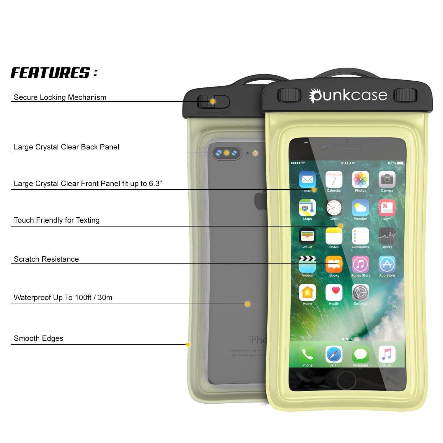 Waterproof Phone Pouch, PunkBag Universal Floating Dry Case Bag for most Cell Phones [Light Green]