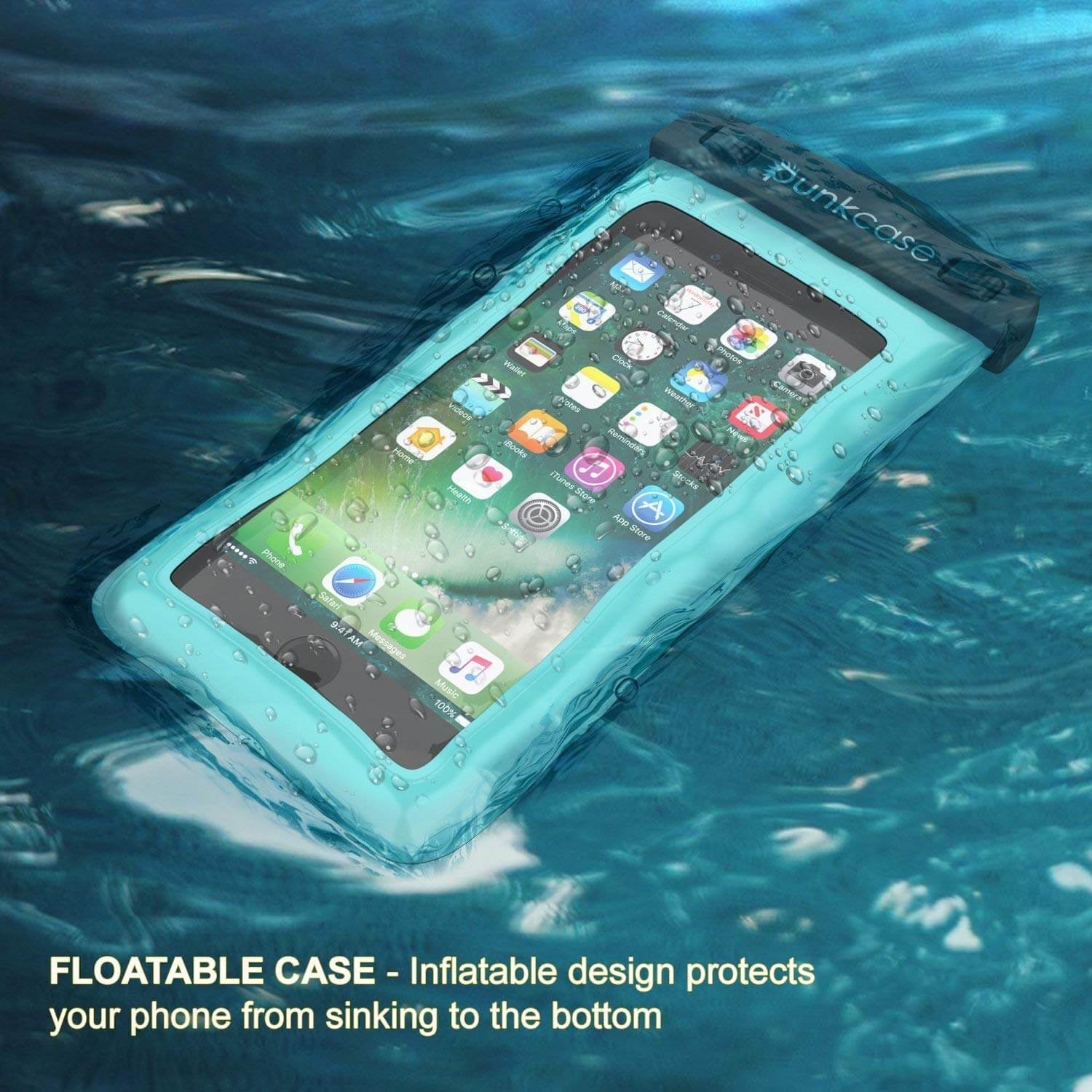 Waterproof Phone Pouch, PunkBag Universal Floating Dry Case Bag for most Cell Phones [Teal]