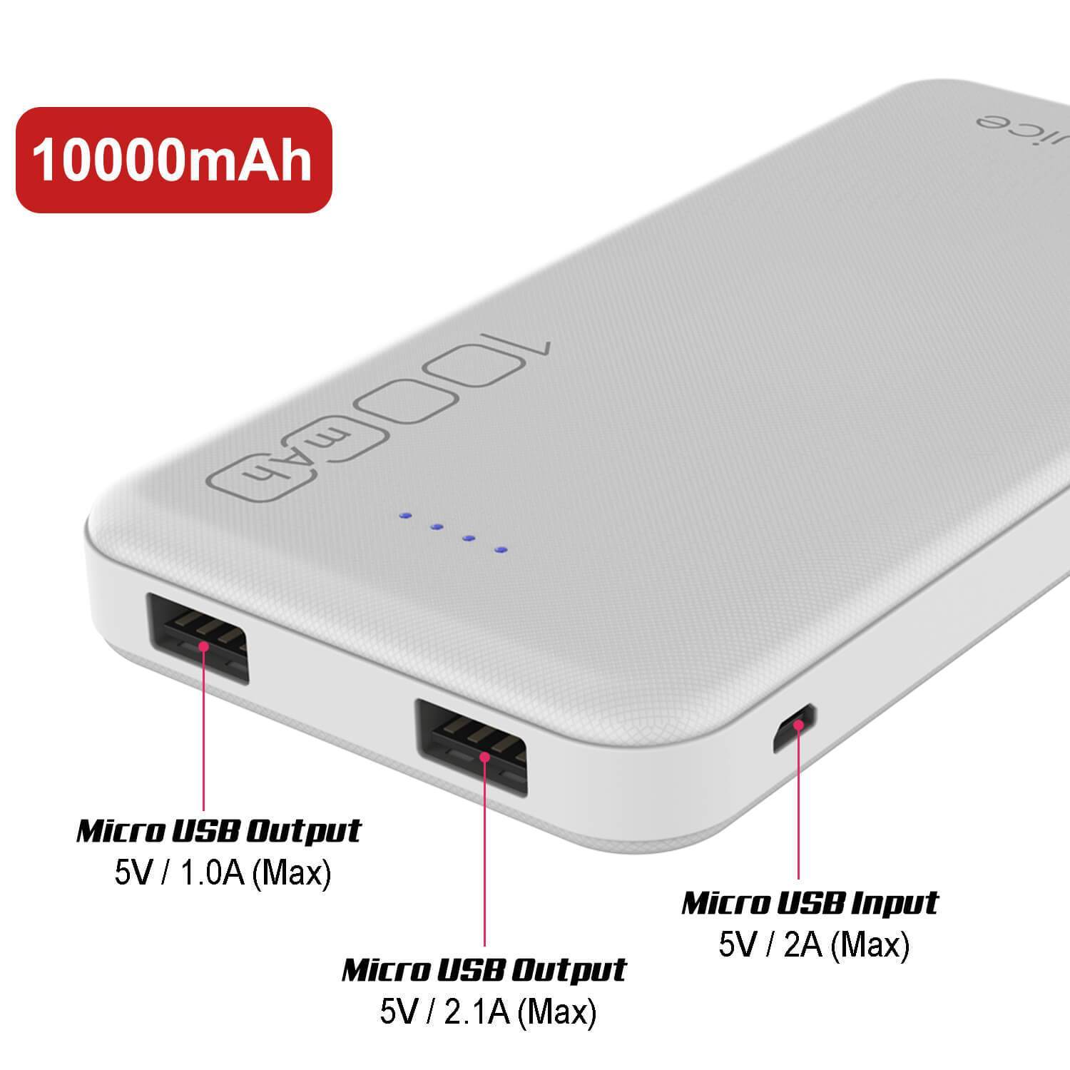 PunkCase PowerBank 10000mah Battery Pack for iPhone X/XS/Max/XR / 11/10, iPad, Samsung Galaxy S10 / S9 and Many More [White]