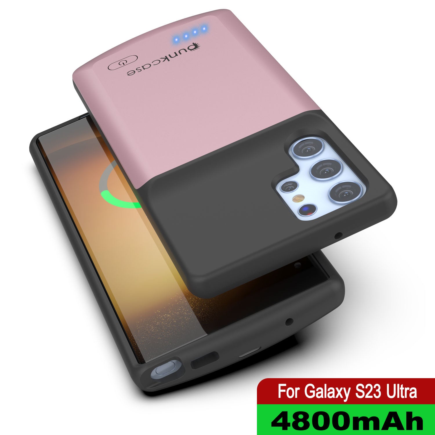 PunkJuice S23 Ultra Battery Case Rose-Gold - Portable Charging Power Juice Bank with 4800mAh