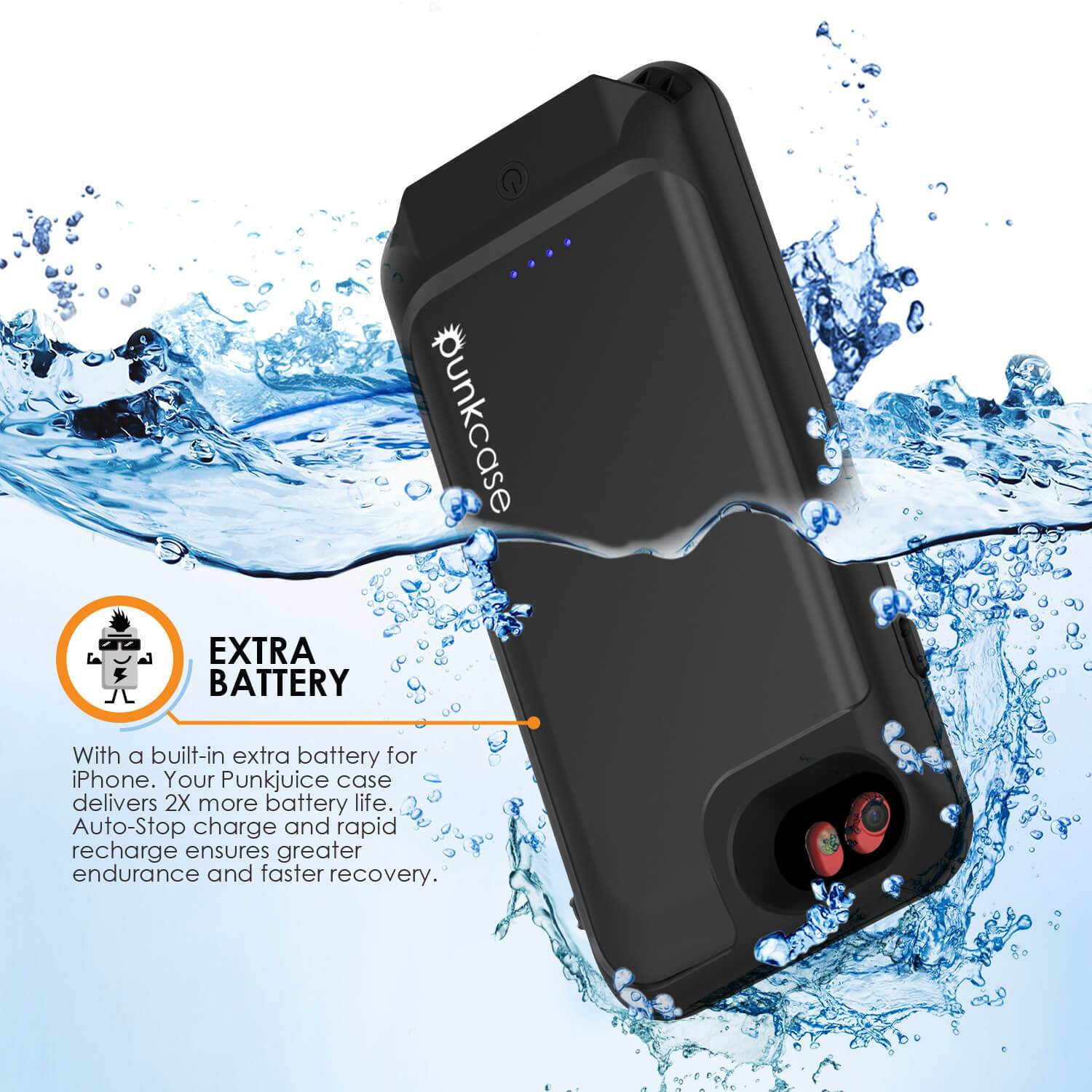 iPhone 6/6s Battery Case PunkJuice  - Waterproof Slim Portable Power Juice Bank with 2750mAh High Capacity (Jet Black)