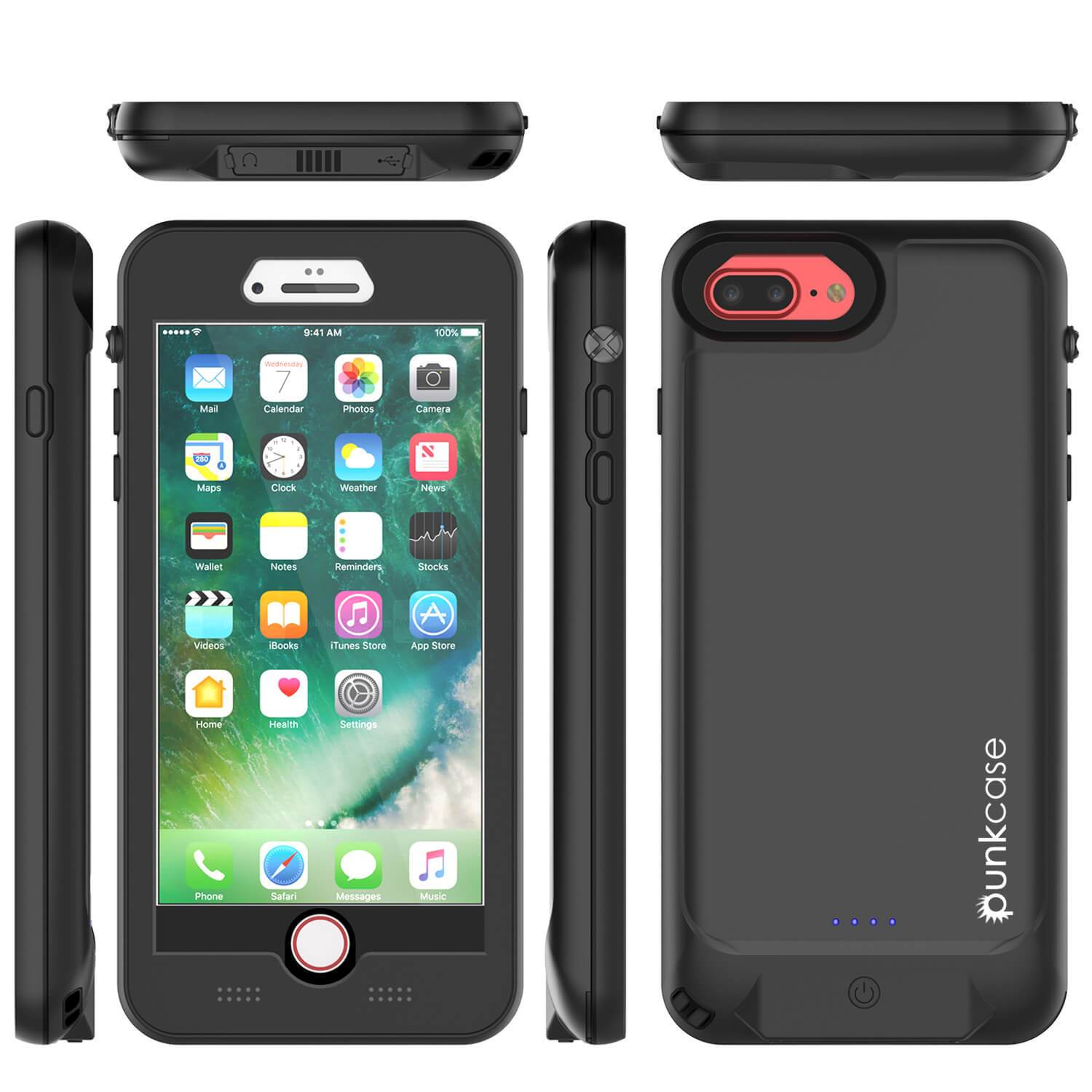 PunkJuice iPhone 7+Plus Battery Case Black - Waterproof Slim Power Juice Bank with 4300mAh