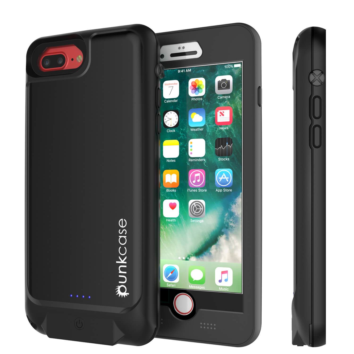 PunkJuice iPhone 8+/7+ Plus Battery Case Black - Waterproof Slim Power Juice Bank with 4300mAh