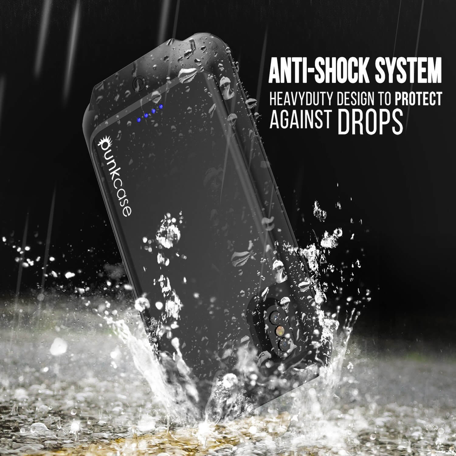 PunkJuice iPhone X Battery Case, Waterproof, [Ultra Slim] [Black]