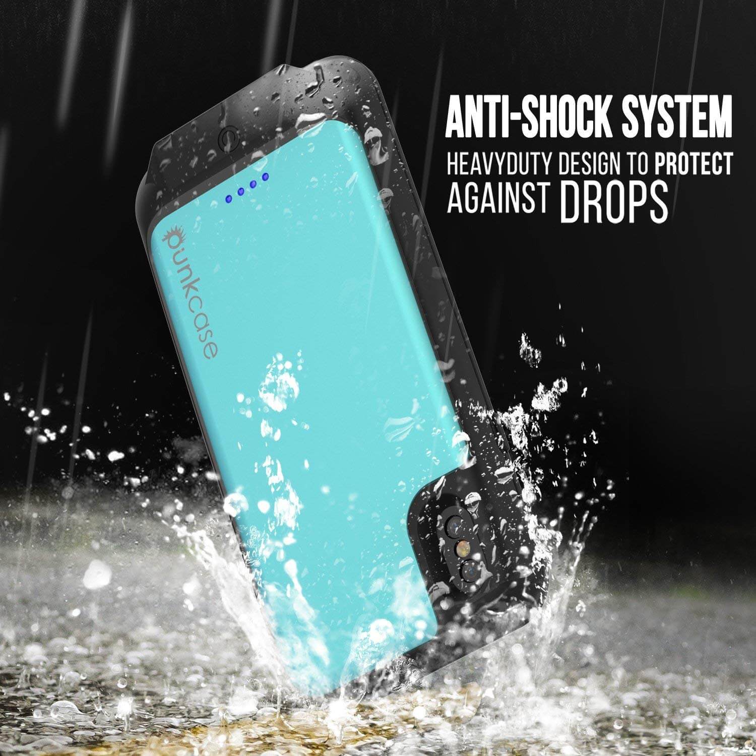 PunkJuice iPhone X Battery Case, Waterproof, IP68 Certified [Teal]