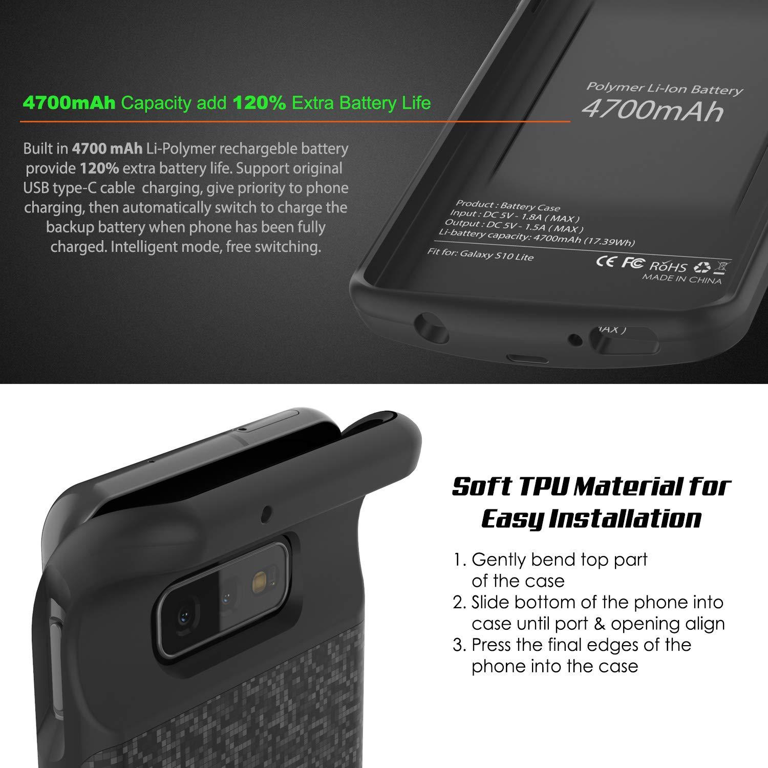 PunkJuice S10e Battery Case Black - Fast Charging Power Juice Bank with 4700mAh