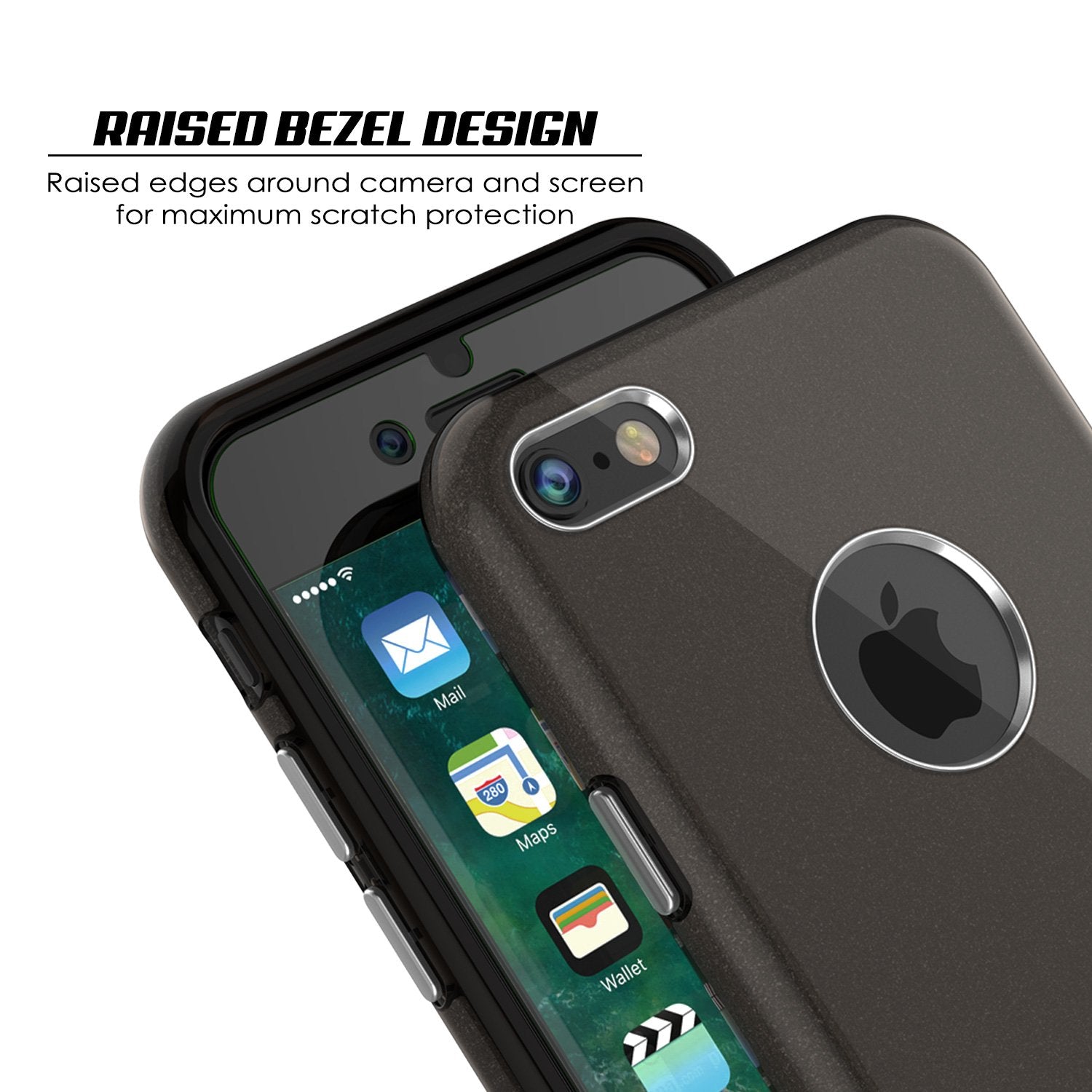 iPhone 8 Case, Punkcase Galactic 2.0 Series Ultra Slim Protective Armor TPU Cover [Black/Grey]