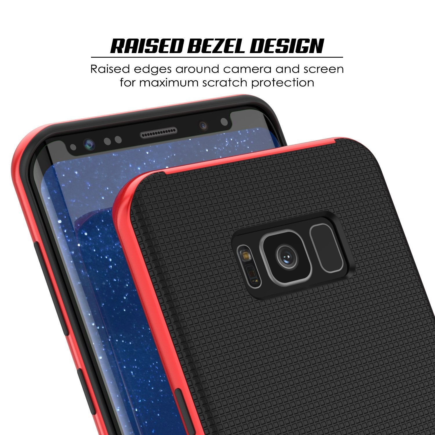 Galaxy S8 Case, PunkCase [Stealth Series] Hybrid 3-Piece Shockproof Dual Layer Cover [Red]
