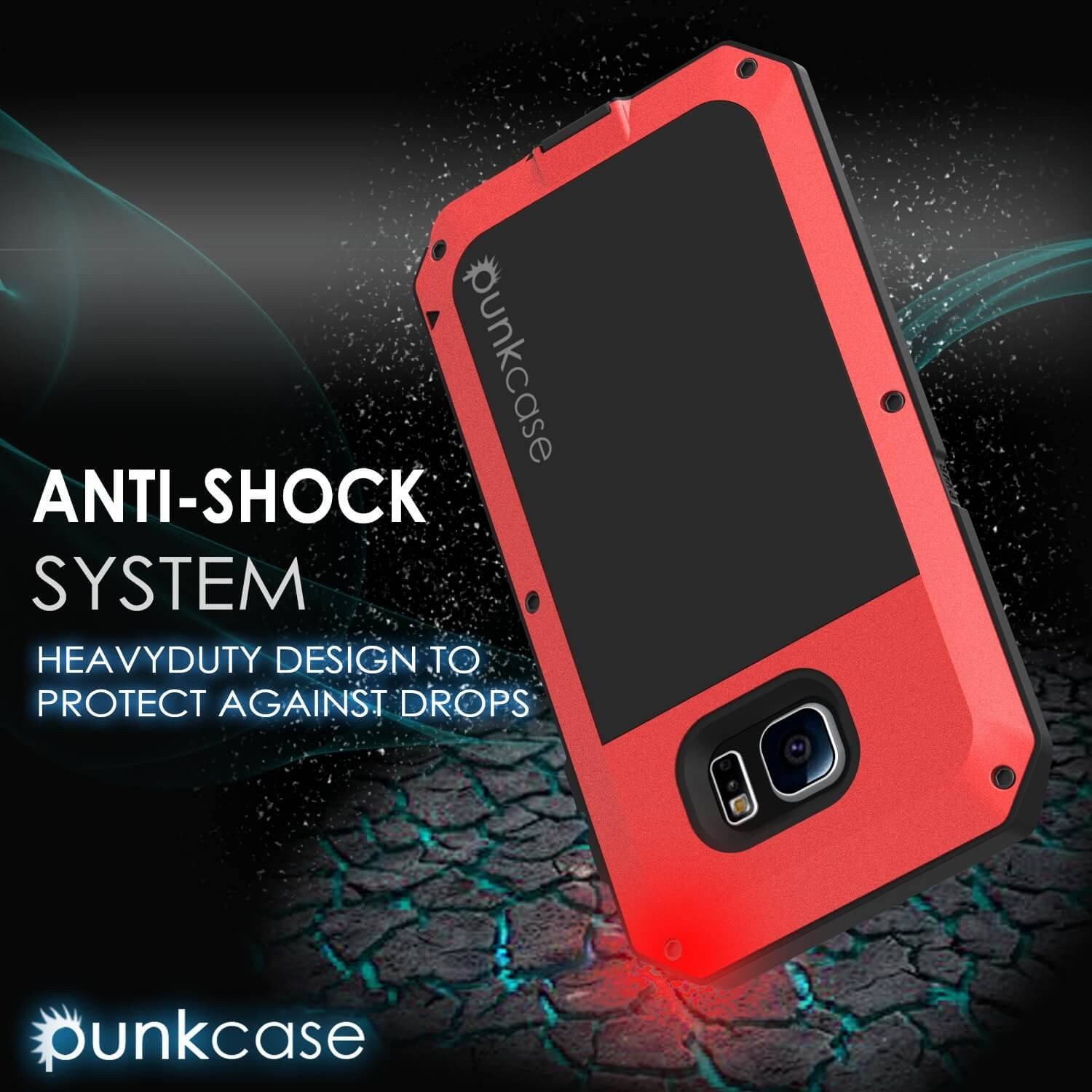 Galaxy S6 EDGE  Case, PUNKcase Metallic Red Shockproof  Slim Metal