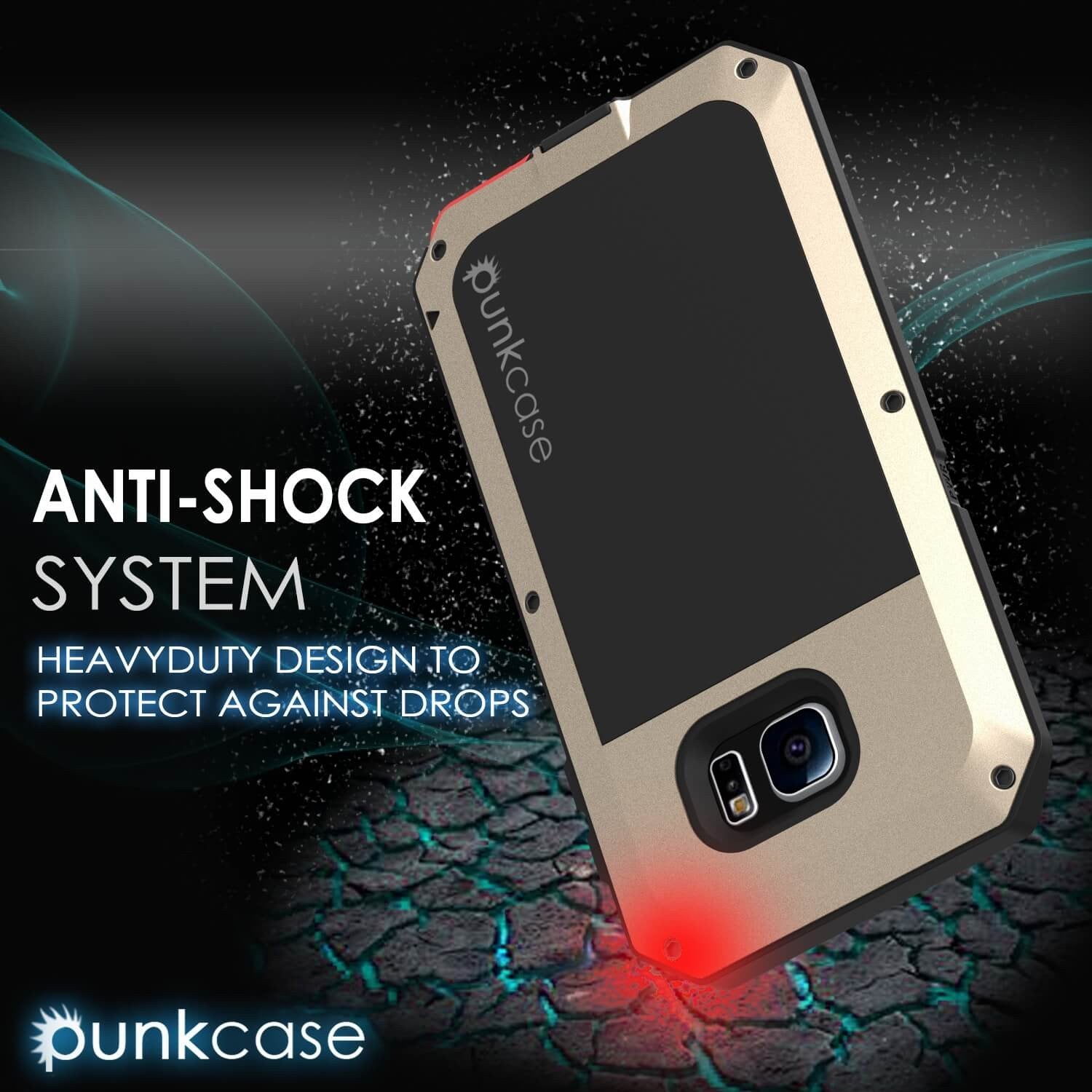 Galaxy S6 EDGE  Case, PUNKcase Metallic Gold Shockproof  Slim Metal Armor Case