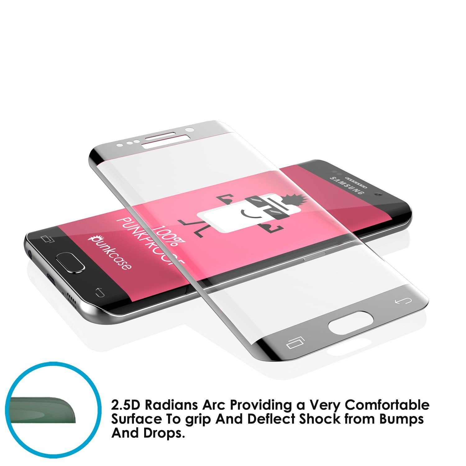 Galaxy S7 Silver Screen Protector, Punkcase Glass SHIELD Tempered Glass Protector 0.33mm Thick 9H