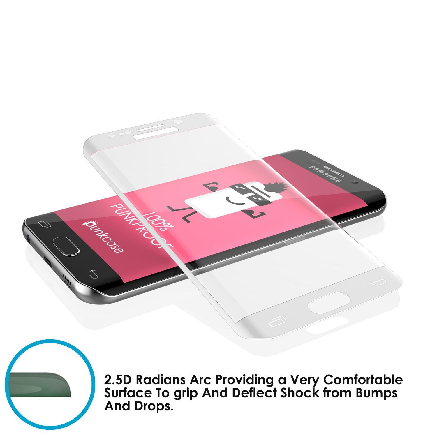 Galaxy S7 White Screen Protector, Punkcase Glass SHIELD Tempered Glass Protector 0.33mm Thick 9H
