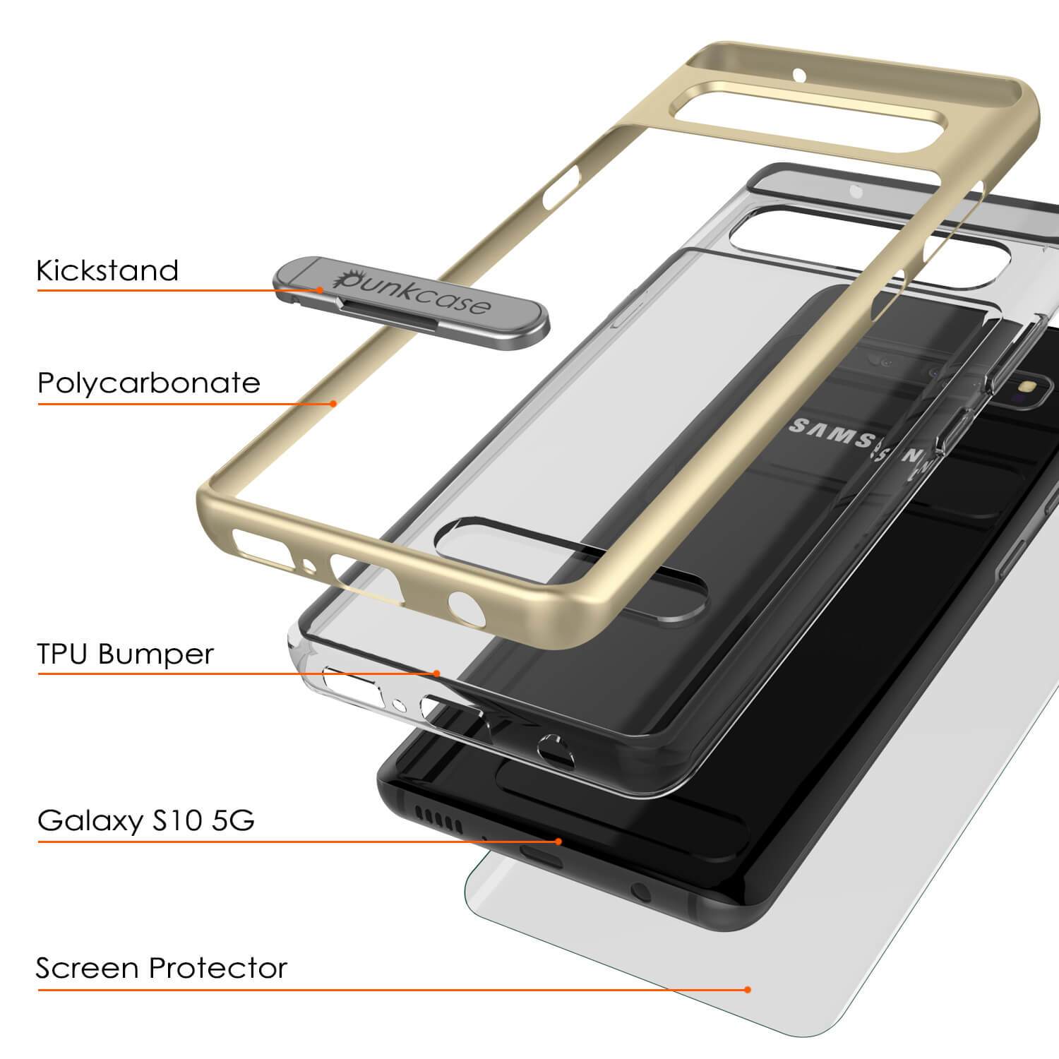 Galaxy S10 5G Case, PUNKcase [LUCID 3.0 Series] [Slim Fit] Armor Cover w/ Integrated Screen Protector [Gold]