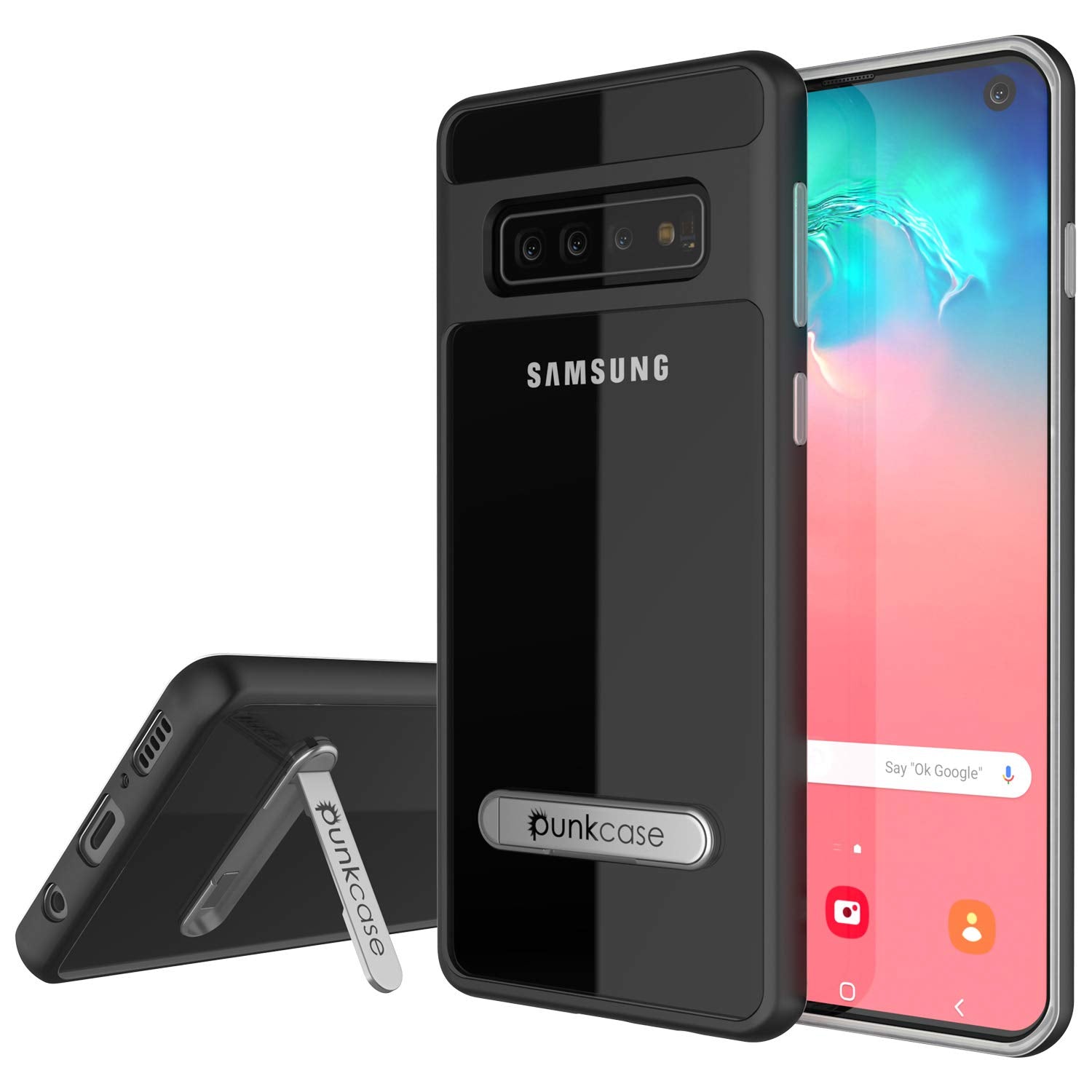 Galaxy S10 Case, PUNKcase [LUCID 3.0 Series] [Slim Fit] [Clear Back] Armor Cover w/ Integrated Screen Protector [Black]