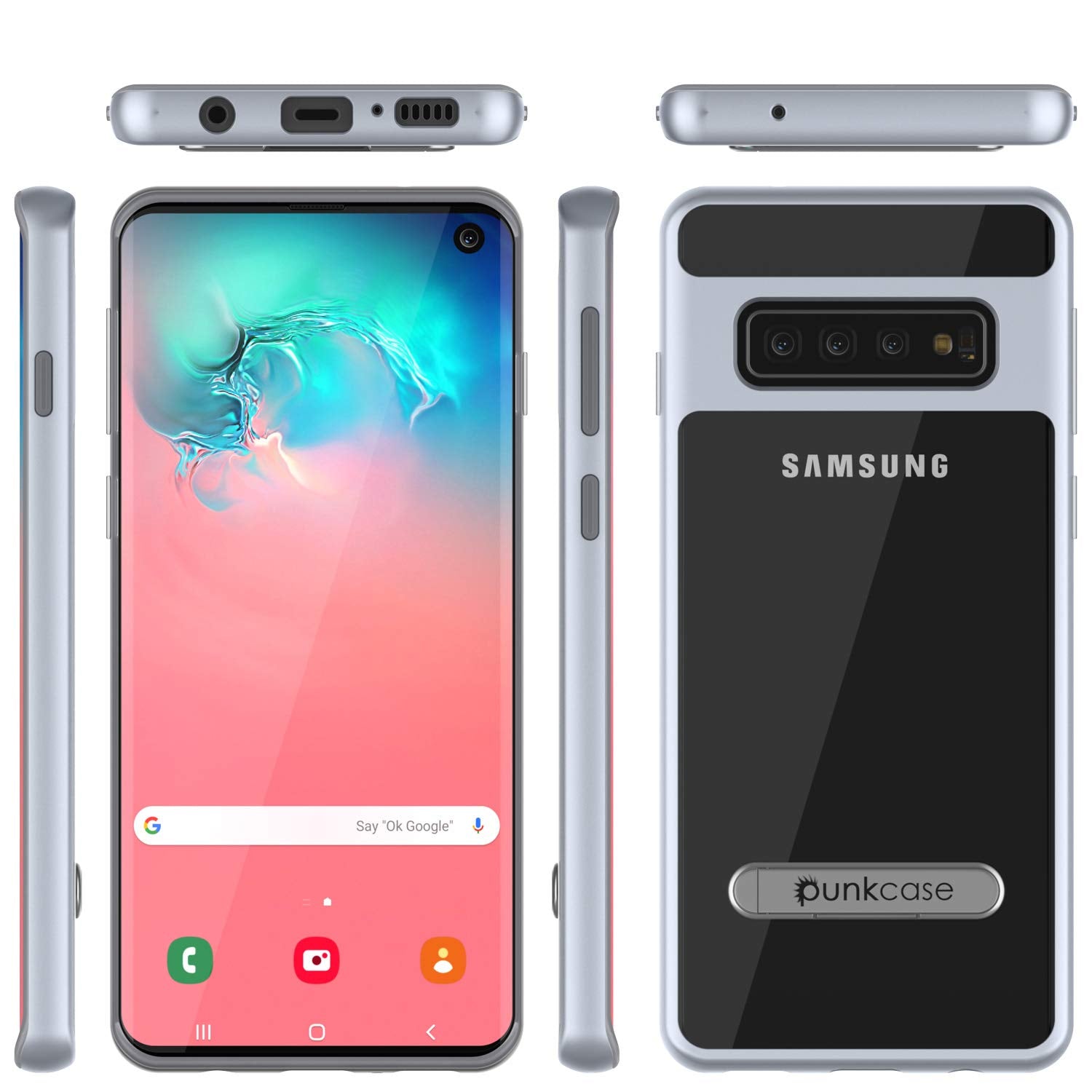 Galaxy S10 Case, PUNKcase [LUCID 3.0 Series] [Slim Fit] Armor Cover w/ Integrated Screen Protector [Silver]