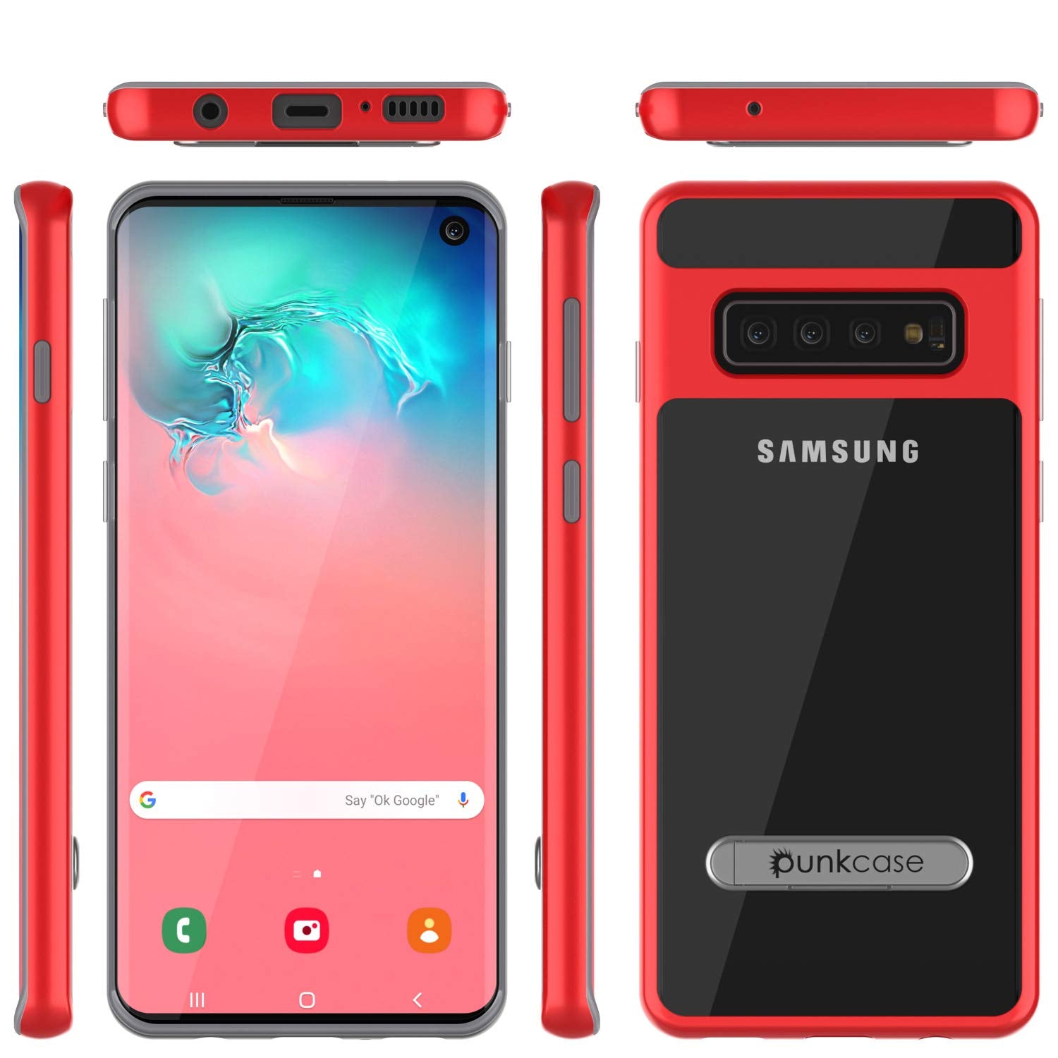 Galaxy S10 Case, PUNKcase [LUCID 3.0 Series] [Slim Fit] Armor Cover w/ Integrated Screen Protector [Red]