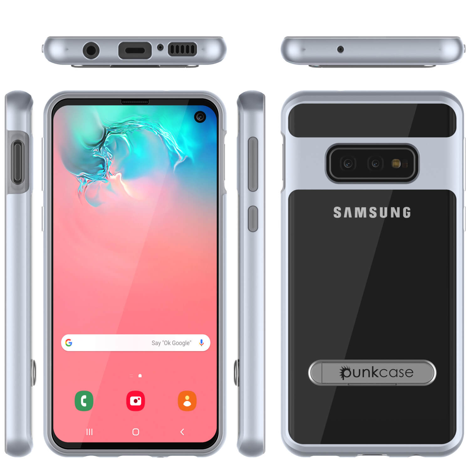 Galaxy S10e Case, PUNKcase [LUCID 3.0 Series] [Slim Fit] Armor Cover w/ Integrated Screen Protector [Silver]