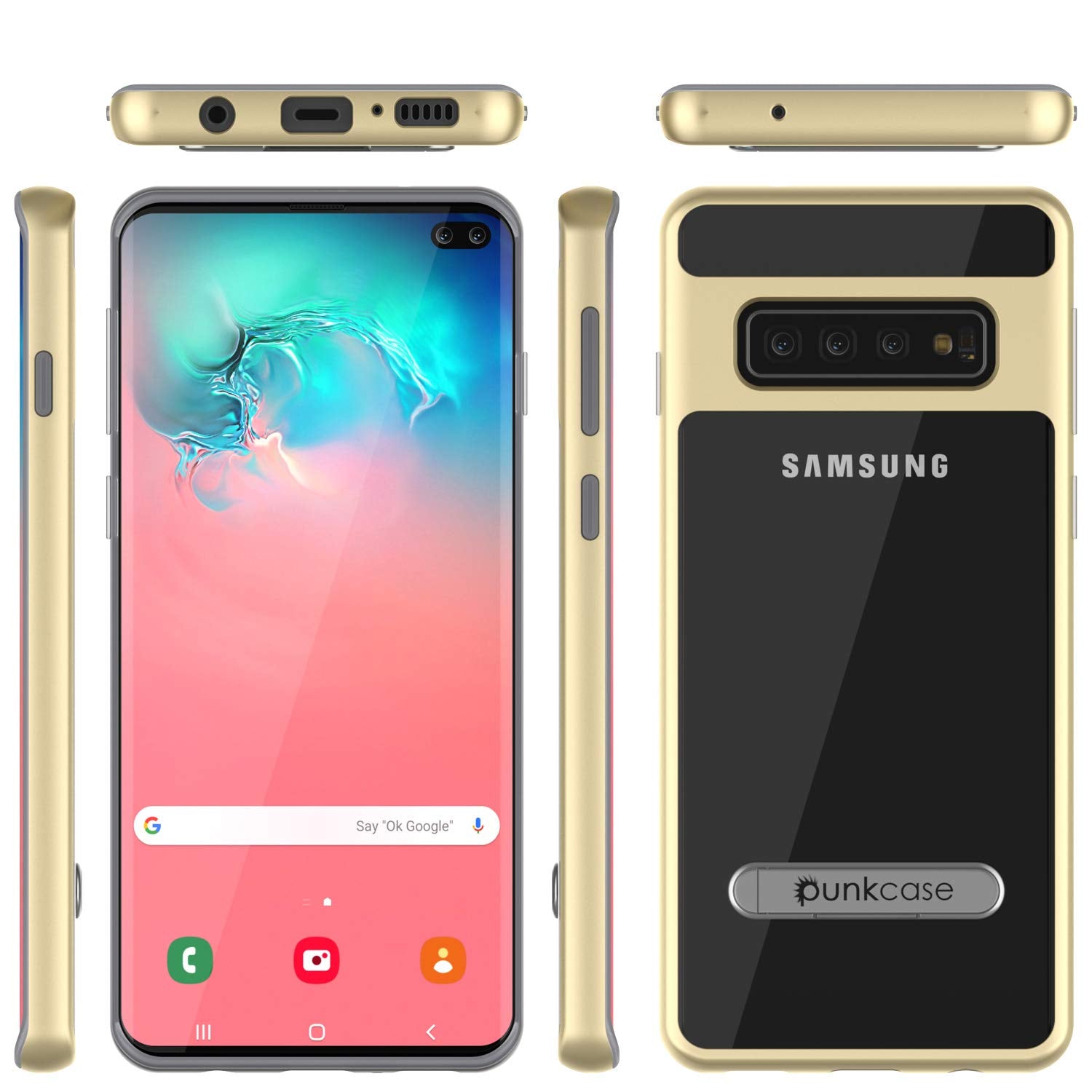 Galaxy S10+ Plus Case, PUNKcase [LUCID 3.0 Series] [Slim Fit] Armor Cover w/ Integrated Screen Protector [Gold]
