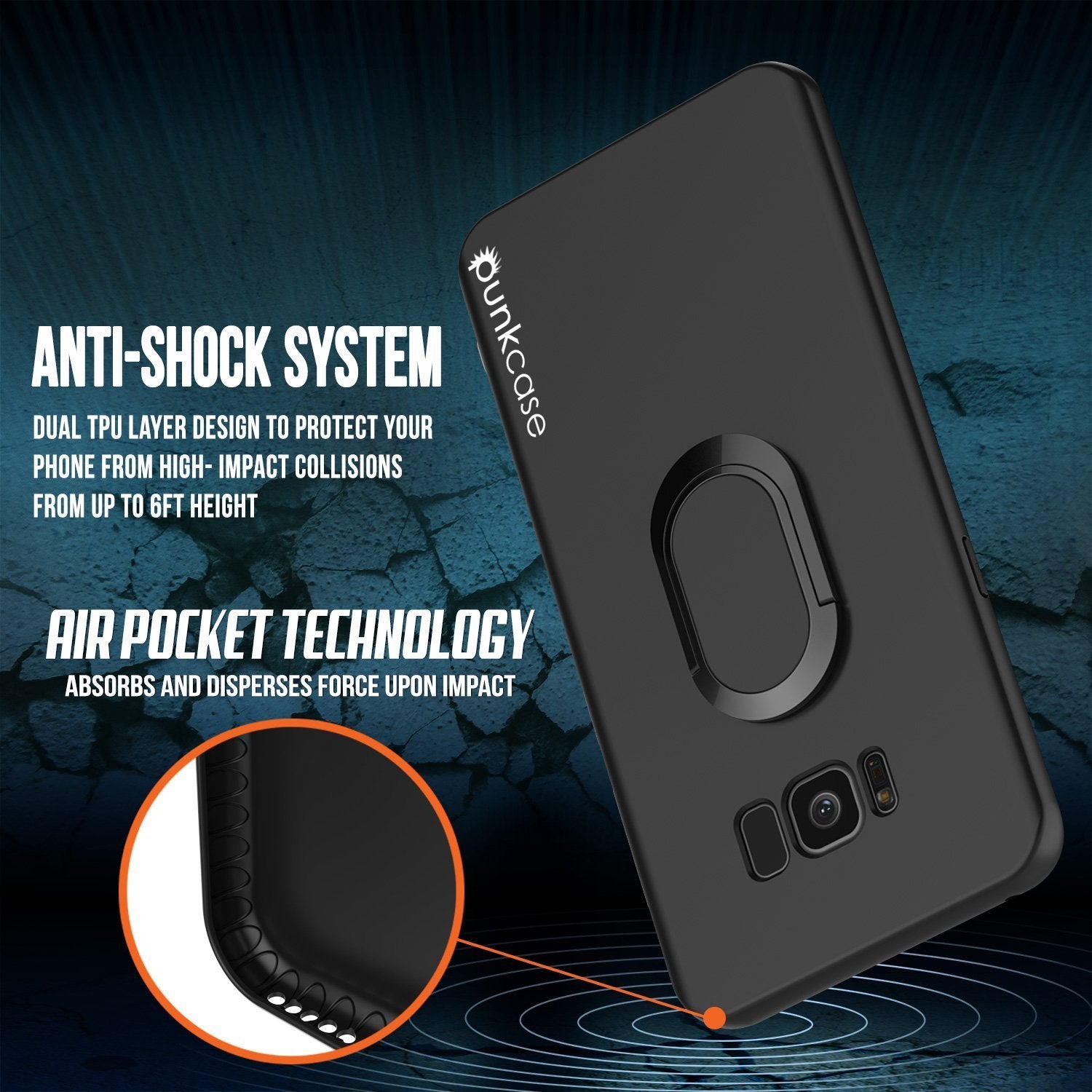 Galaxy S8 Plus, Punkcase Magnetix Protective Case W/ Kickstand, Black