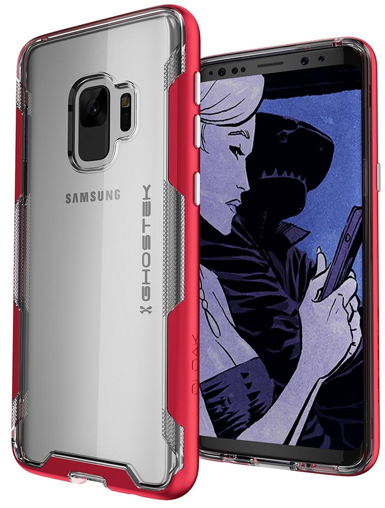 Galaxy S9 Clear Protective Case | Cloak 3 Series [Red]