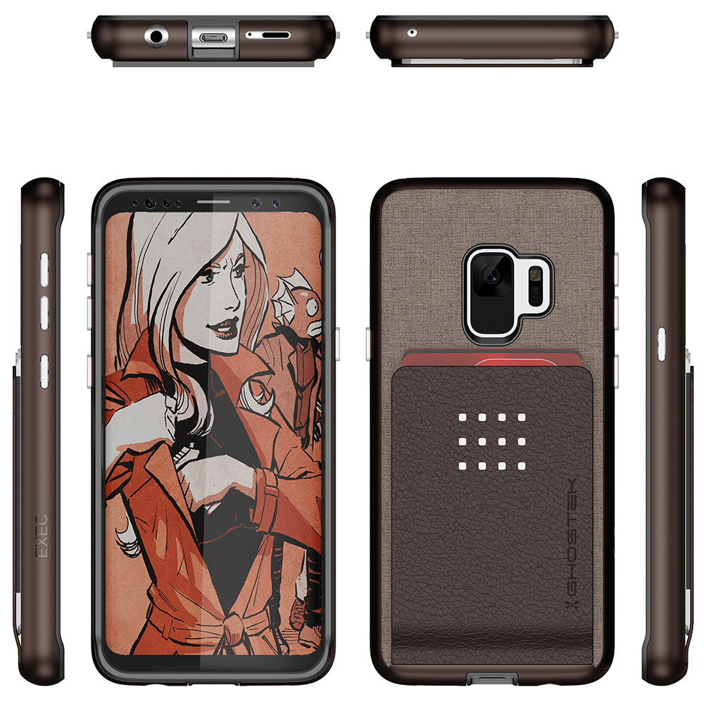 Galaxy S9 Protective Wallet Case | Exec 2 Series [Brown]