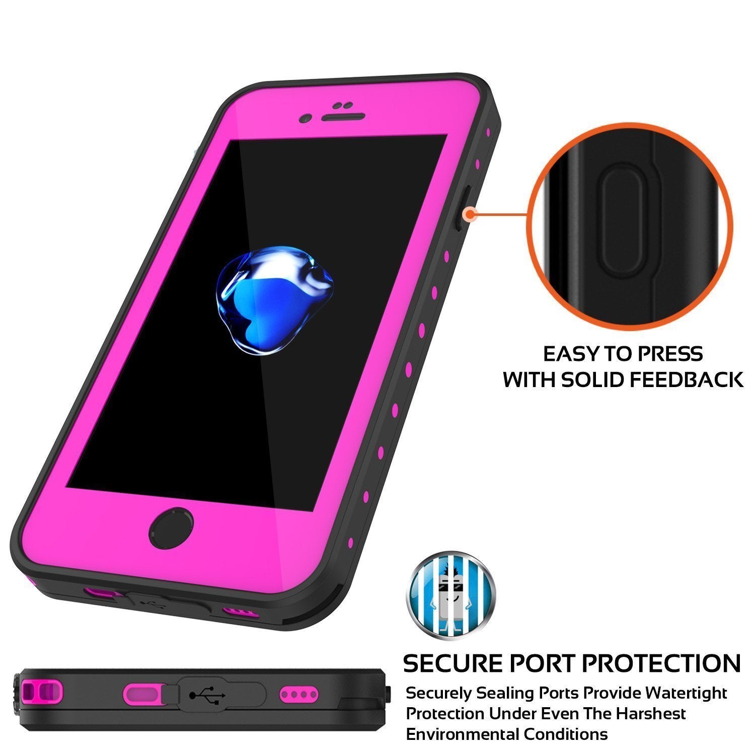 iPhone SE (4.7") Waterproof Case, Punkcase [Pink] [StudStar Series] [Slim Fit][IP68 Certified]  [Dirtproof] [Snowproof]