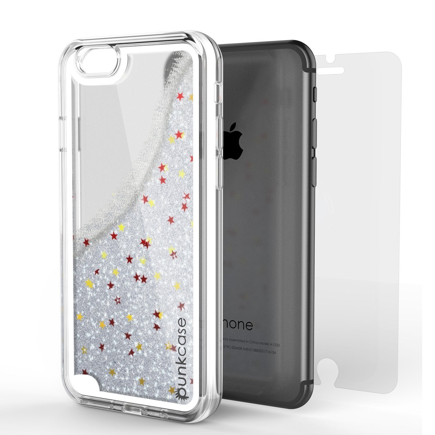 iPhone SE (4.7") Case, PunkCase LIQUID Silver Series, Protective Dual Layer Floating Glitter Cover