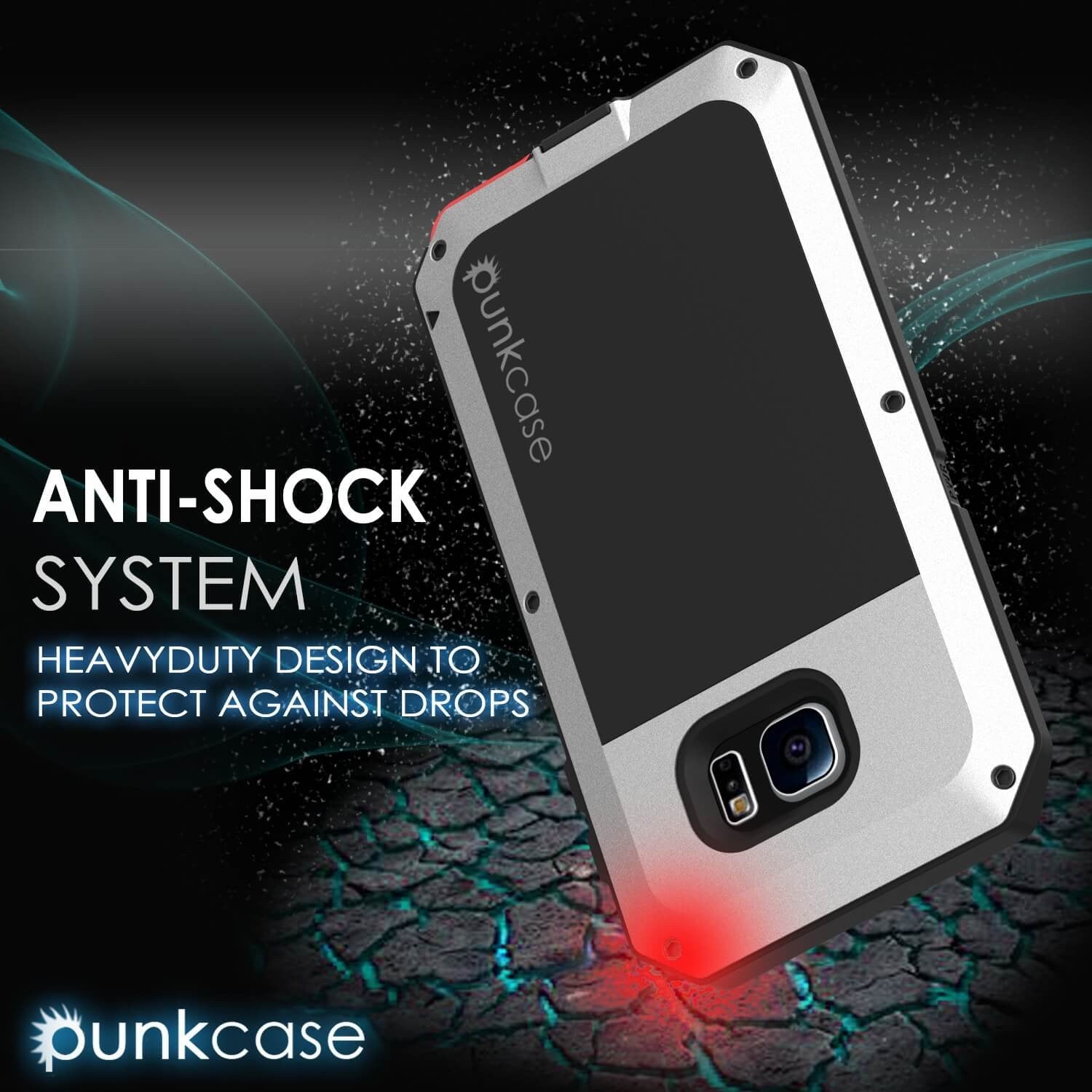 Galaxy S6 EDGE+ Plus  Case, PUNKcase Metallic Silver Shockproof  Slim Metal Armor Case
