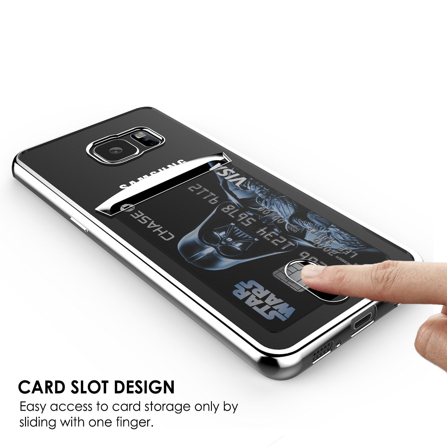 Galaxy S6 EDGE Case, PUNKCASE® LUCID Silver Series | Card Slot | SHIELD Screen Protector | Ultra fit