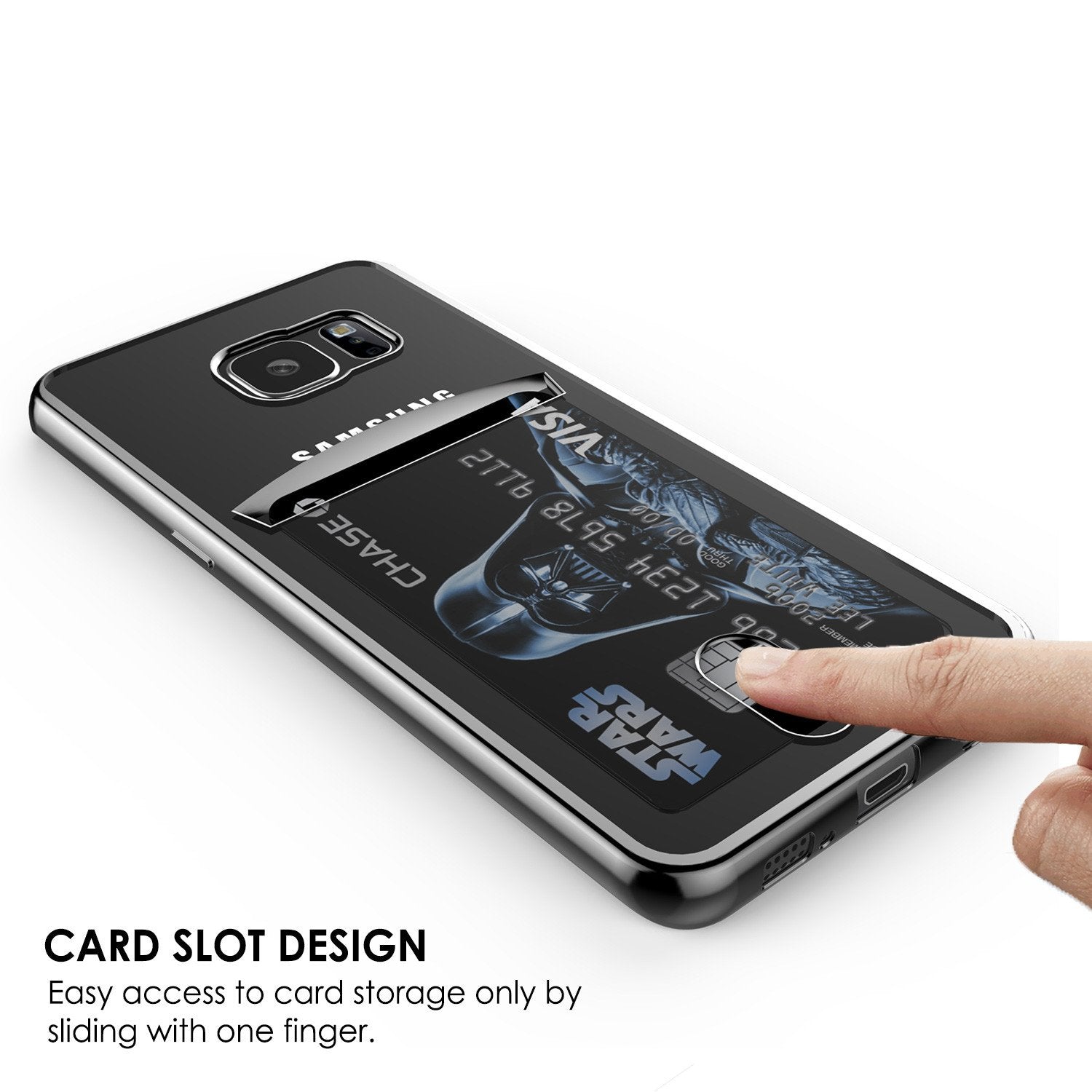 Galaxy S6 EDGE+ Plus Case, PUNKCASE® LUCID Black Series | Card Slot | SHIELD Screen Protector