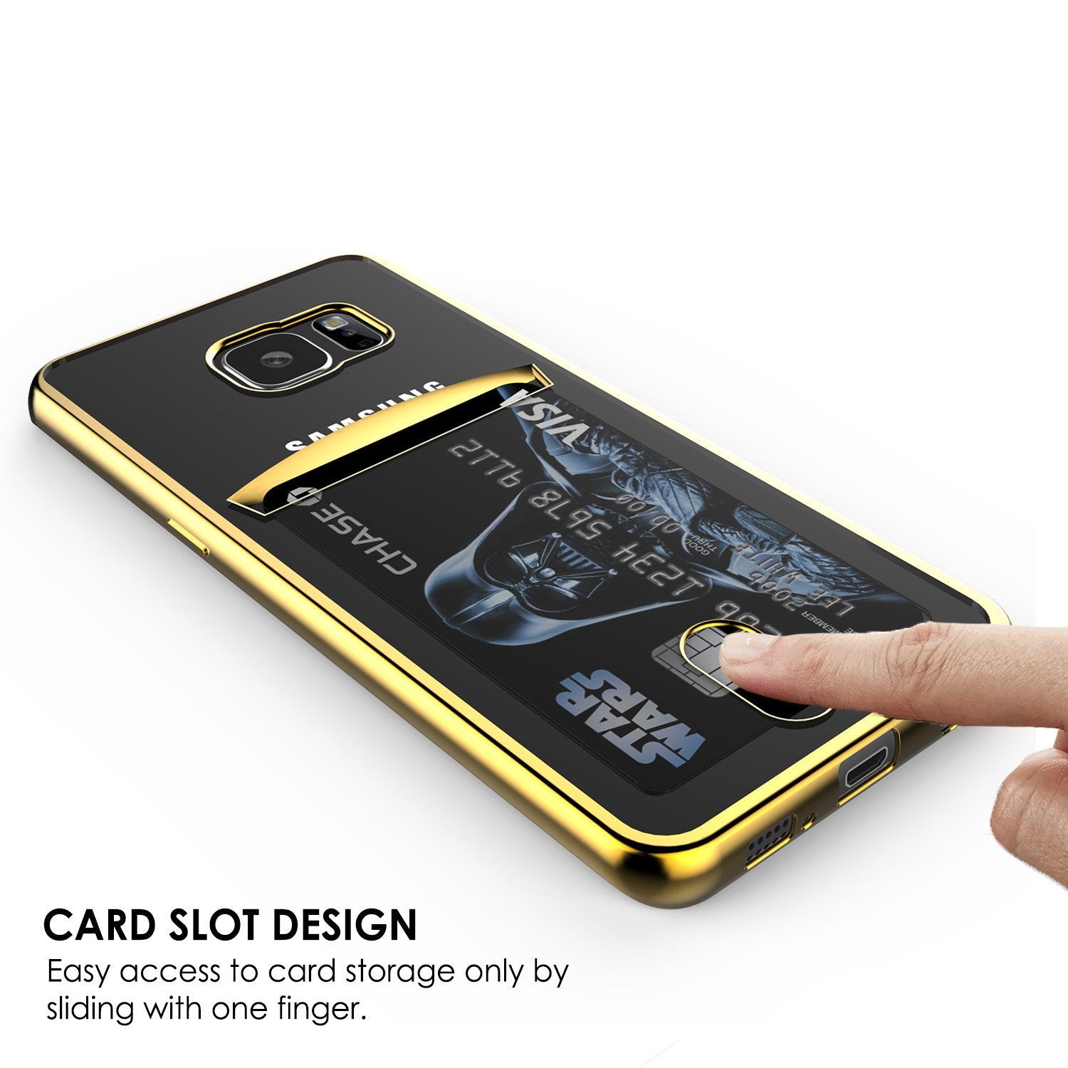 Galaxy S6 EDGE Case, PUNKCASE® LUCID Gold Series | Card Slot | SHIELD Screen Protector | Ultra fit