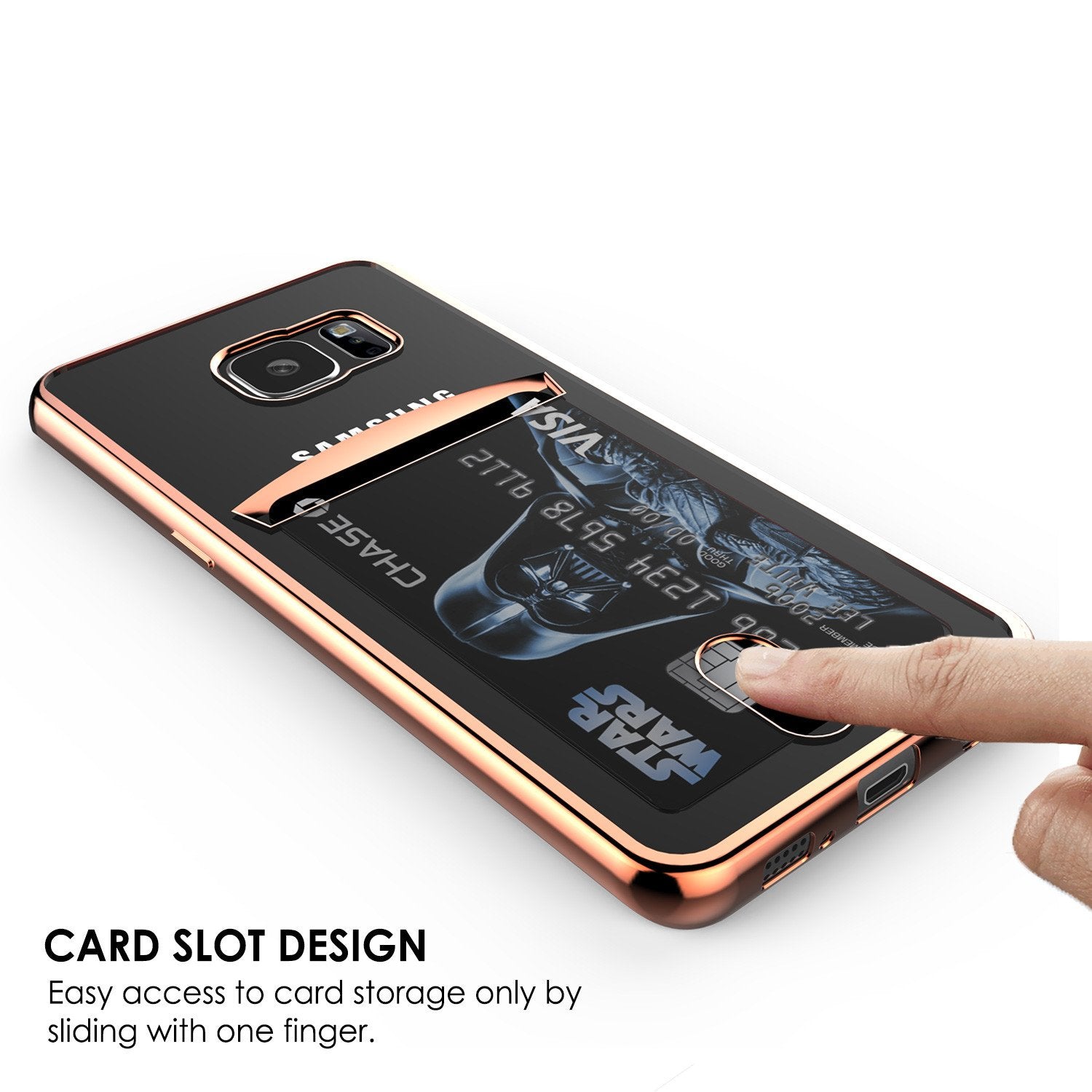 Galaxy S6 Case, PUNKCASE® LUCID Rose Gold Series | Card Slot