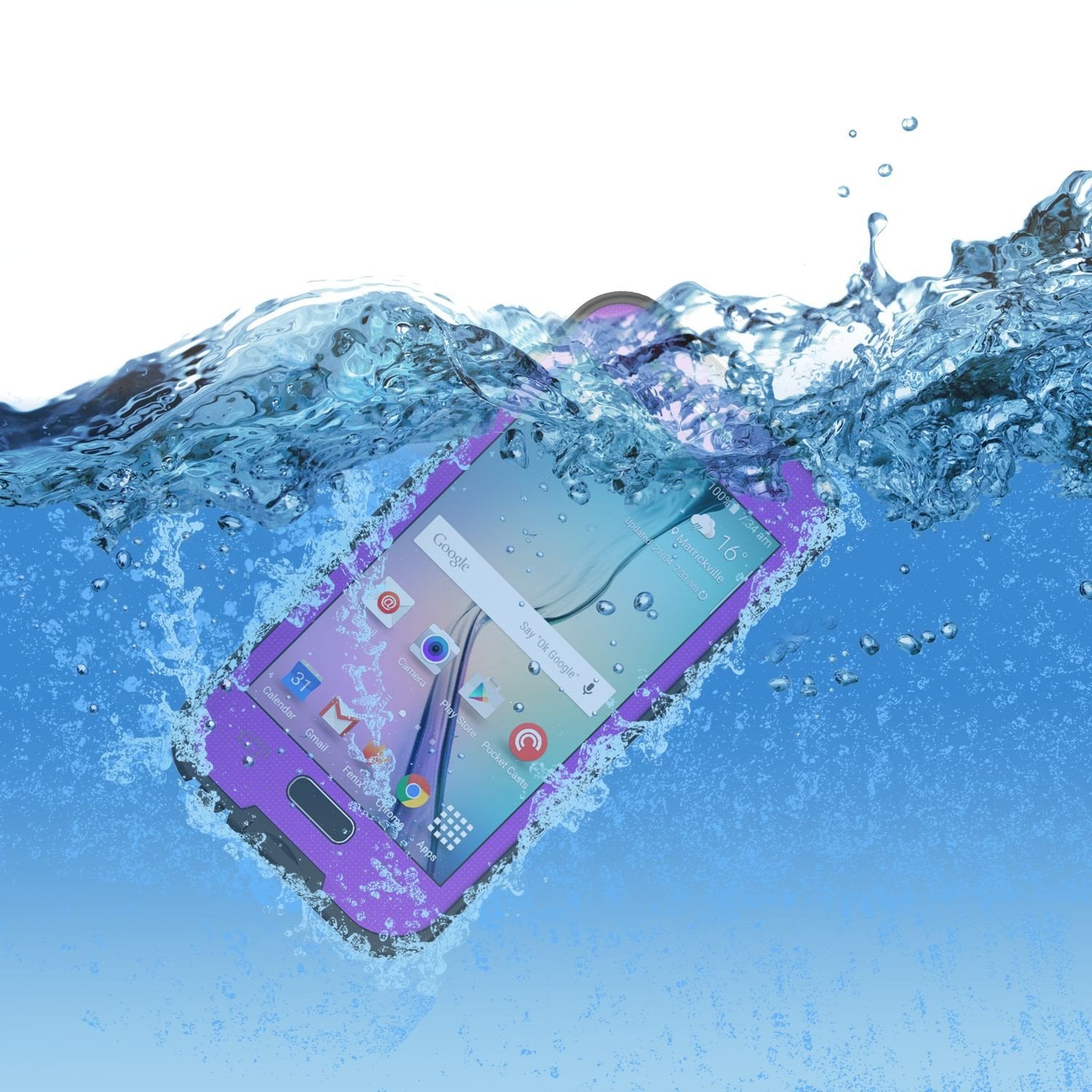 Galaxy S6 Waterproof Case, PunkCase SpikeStar Purple Water/Shock/Dirt/Snow Proof | Lifetime Warranty
