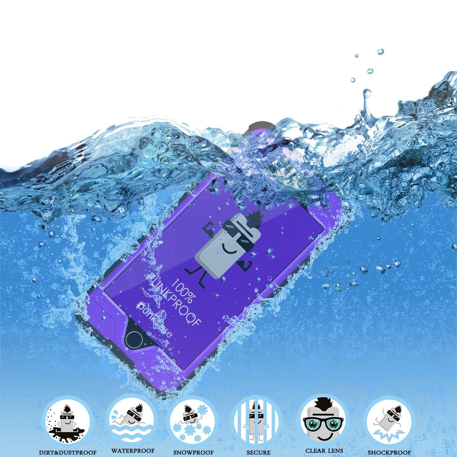 iPhone 6s/6  Waterproof Case, PunkCase StudStar Purple w/ Attached Screen Protector | Warranty