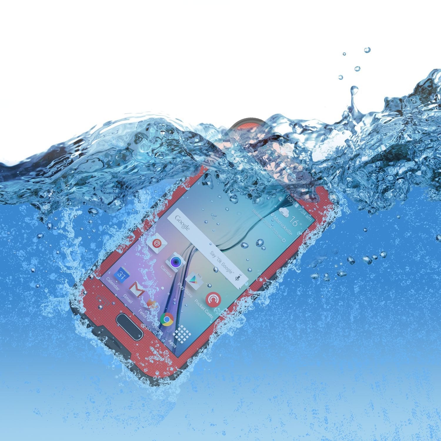 Galaxy S6 Waterproof Case, Punkcase SpikeStar Red Water/Shock/Dirt/Snow Proof | Lifetime Warranty