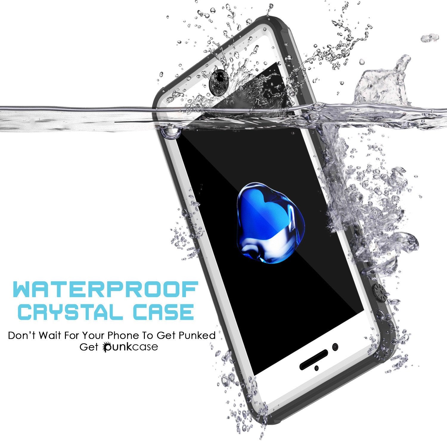 Apple iPhone 7 Waterproof Case, PUNKcase CRYSTAL White W/ Attached Screen Protector  | Warranty