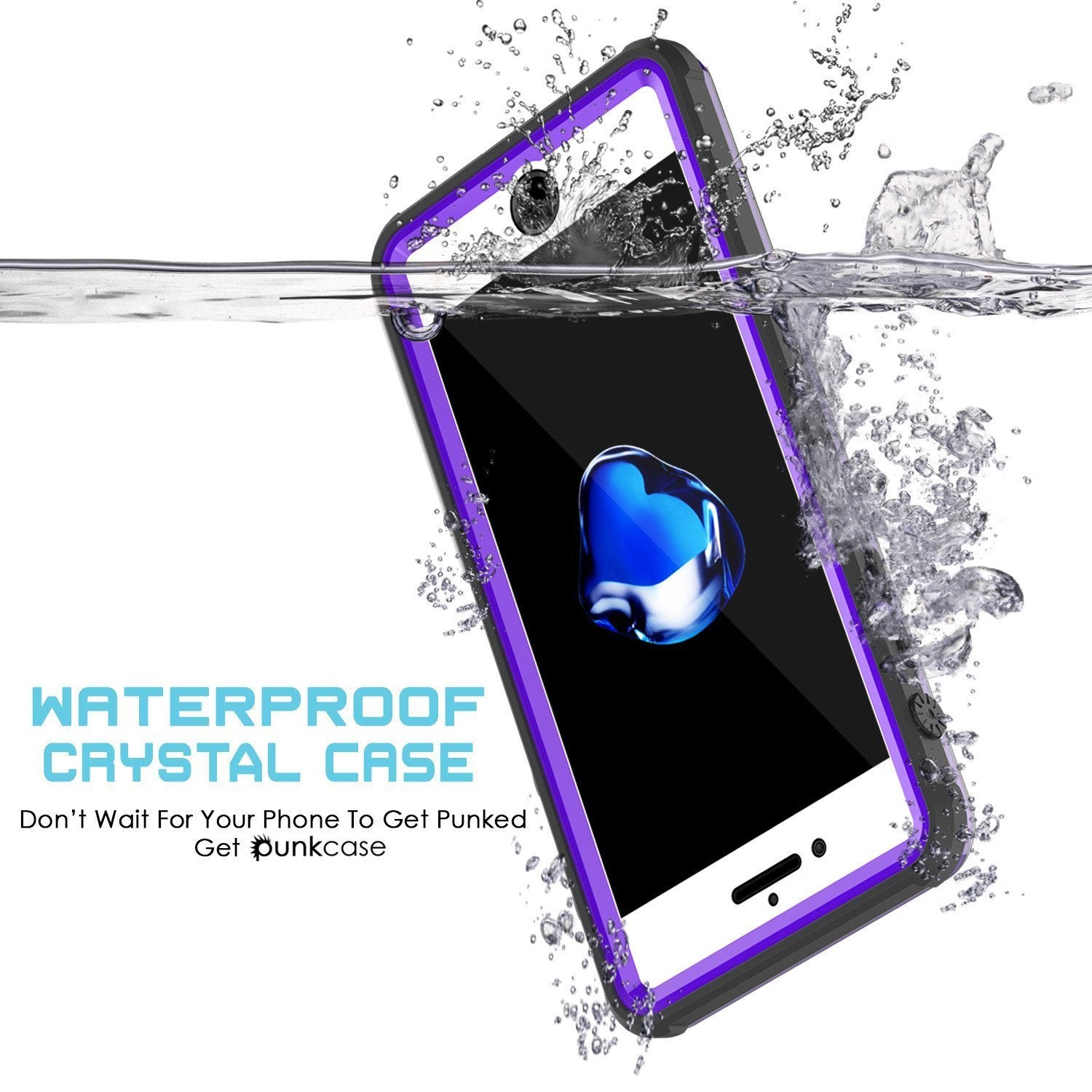 Apple iPhone 8 Waterproof Case, PUNKcase CRYSTAL Purple W/ Attached Screen Protector  | Warranty