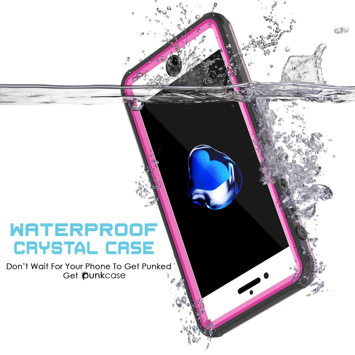 iPhone 8+ Plus Waterproof Case, PUNKcase CRYSTAL Pink W/ Attached Screen Protector  | Warranty