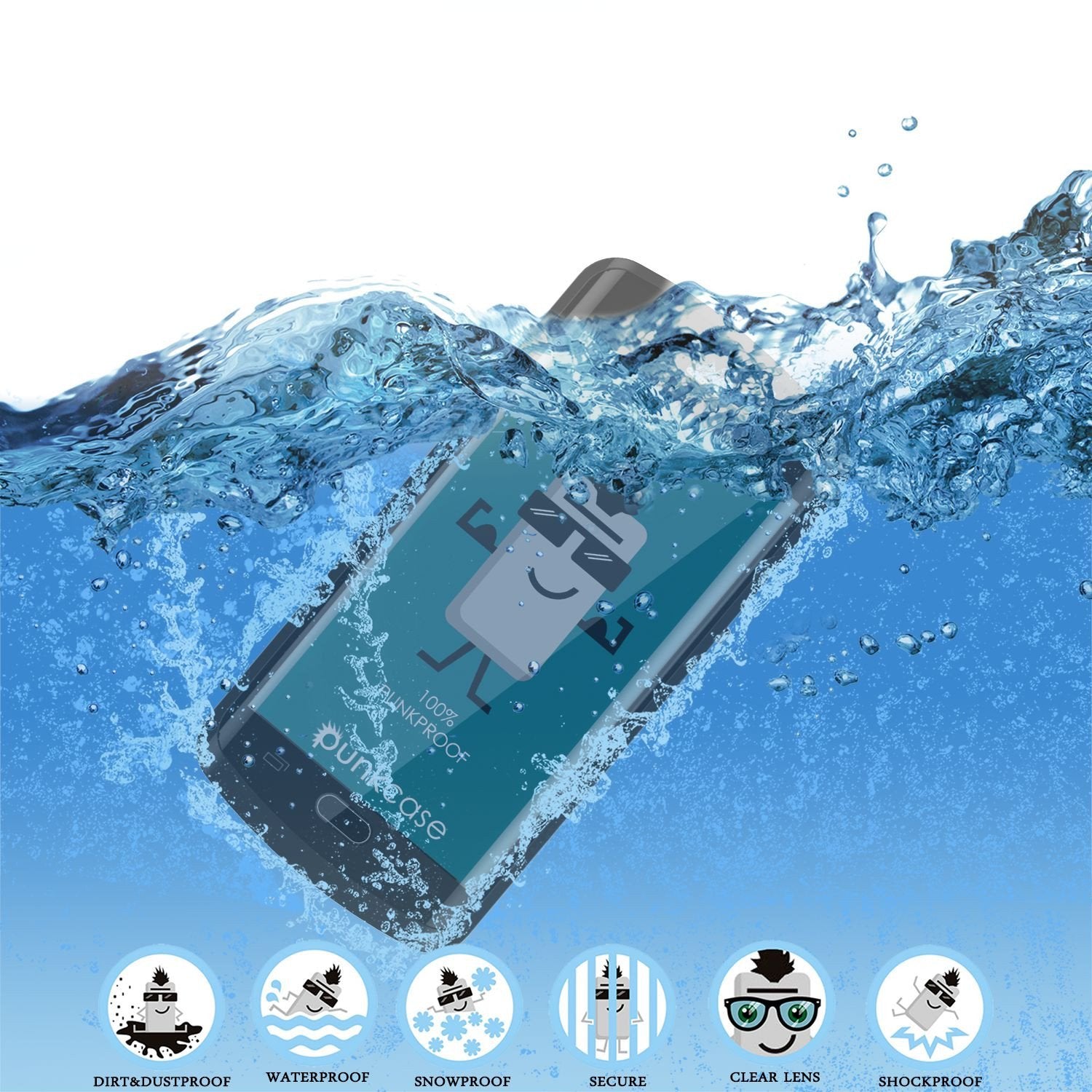 Galaxy S6 EDGE Plus Waterproof Case, Punkcase StudStar Black Shock/Dirt Proof | Lifetime Warranty